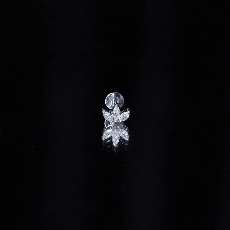 Marquise Cut Diamond Lotus Flower Earring for Helix Piercing Natural - ( HI-SI ) - Rosec Jewels
