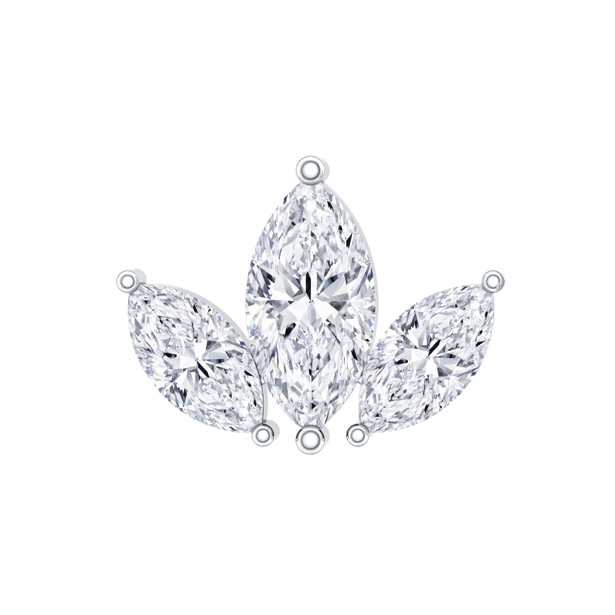 Marquise Cut Diamond Lotus Flower Earring for Helix Piercing Natural - ( HI-SI ) - Rosec Jewels