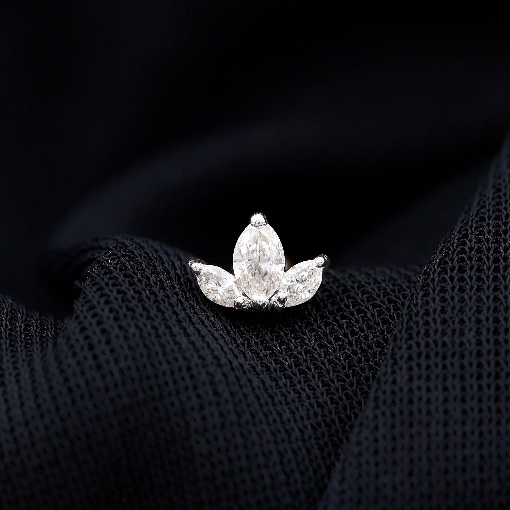 Marquise Cut Diamond Lotus Flower Earring for Helix Piercing Natural - ( HI-SI ) - Rosec Jewels