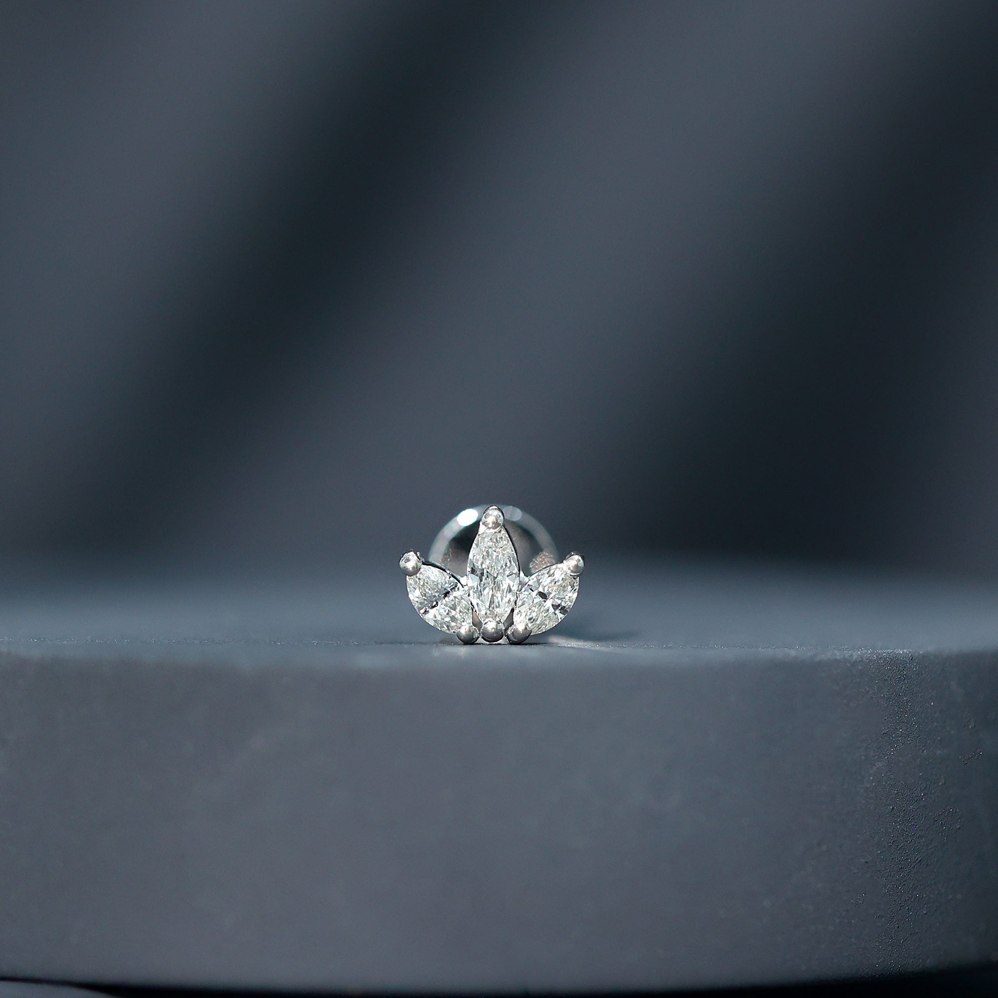Marquise Cut Diamond Lotus Flower Earring for Helix Piercing Natural - ( HI-SI ) - Rosec Jewels