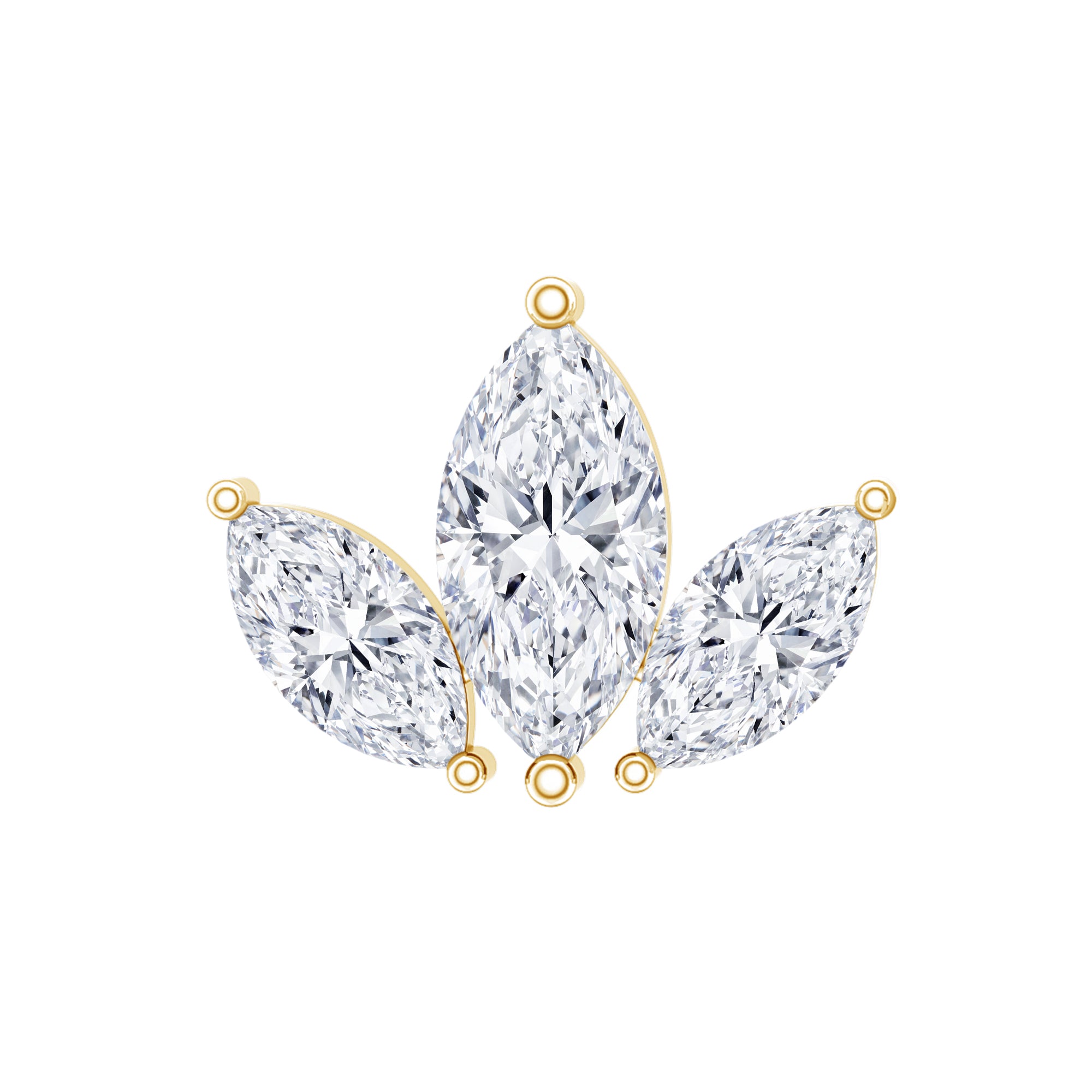 Marquise Cut Diamond Lotus Flower Earring for Helix Piercing Natural - ( HI-SI ) - Rosec Jewels