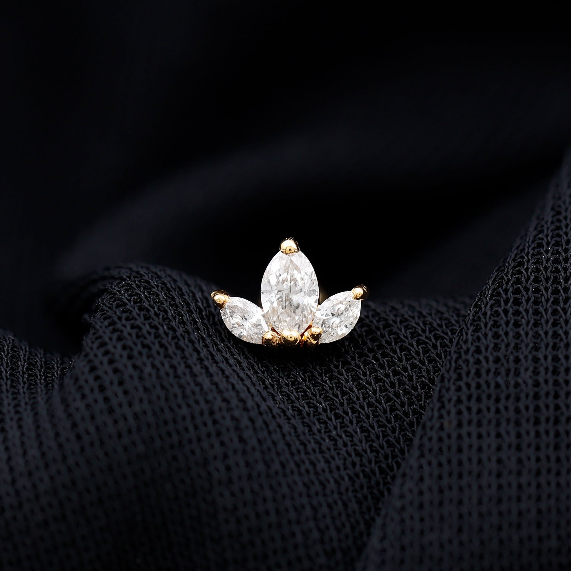 Marquise Cut Diamond Lotus Flower Earring for Helix Piercing Natural - ( HI-SI ) - Rosec Jewels