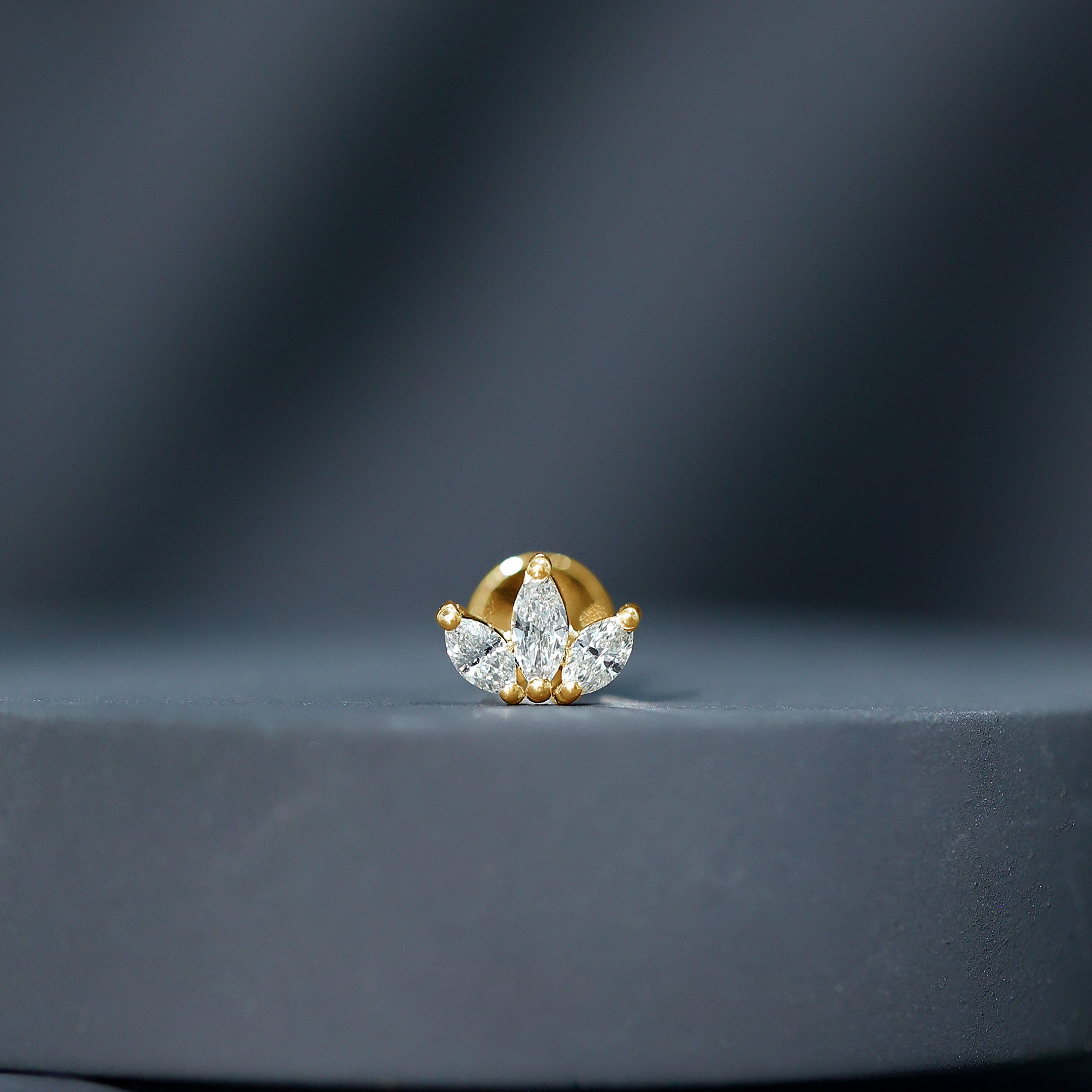 Marquise Cut Diamond Lotus Flower Earring for Helix Piercing Natural - ( HI-SI ) - Rosec Jewels