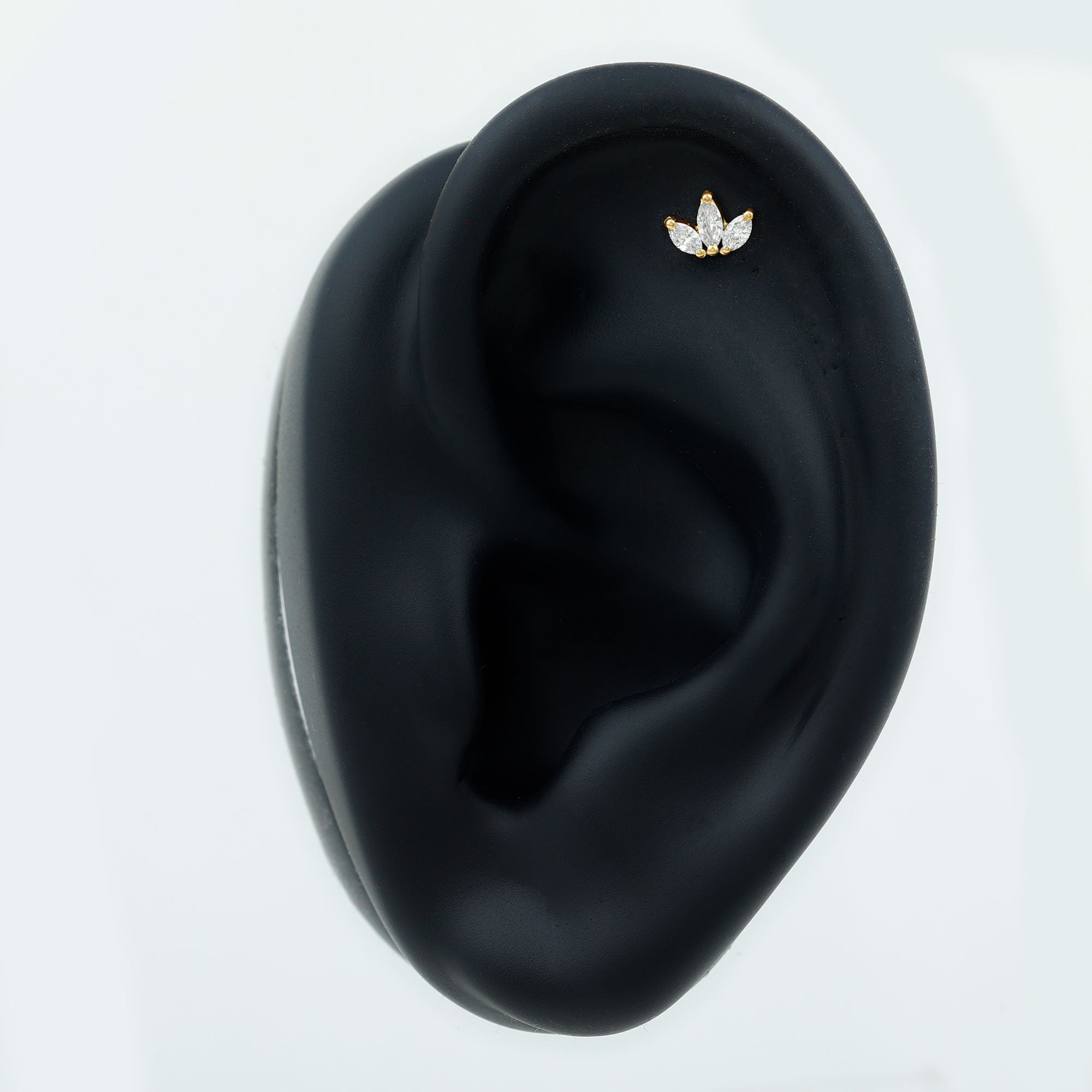 Marquise Cut Diamond Lotus Flower Earring for Helix Piercing Natural - ( HI-SI ) - Rosec Jewels