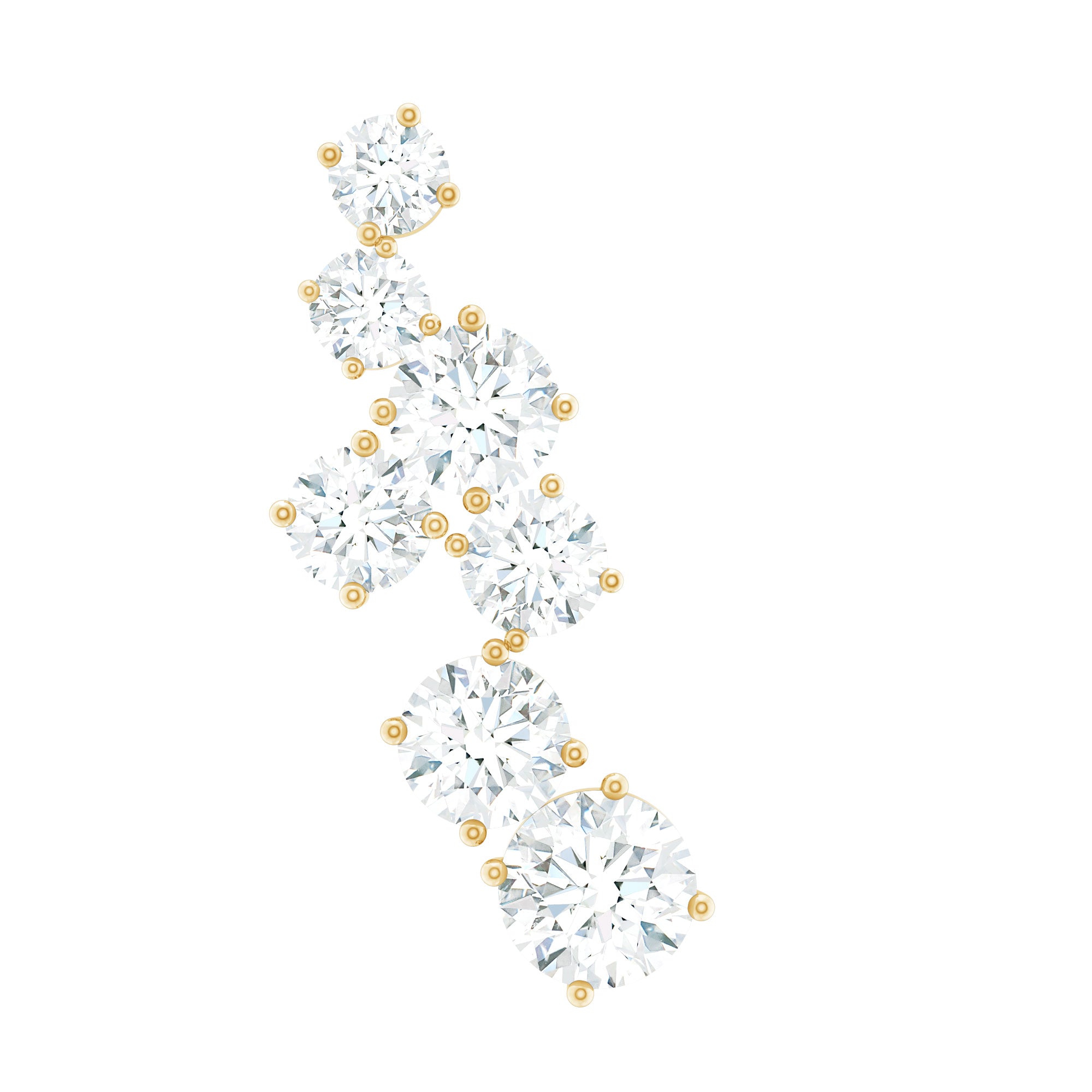 Round Moissanite Cluster Ear Crawler Earring for Helix Piercing D-VS1 - Rosec Jewels