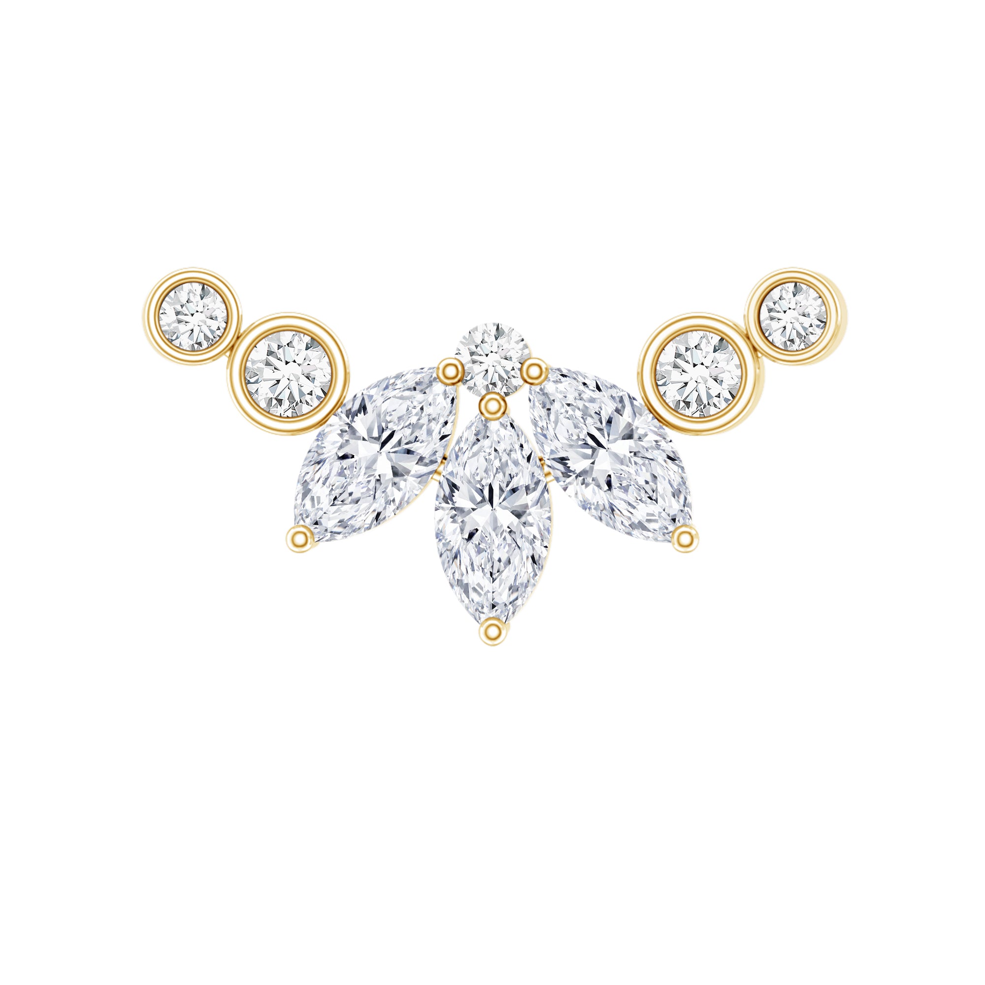 Marquise Moissanite Curved Crawler Earring for Helix Piercing D-VS1 - Rosec Jewels