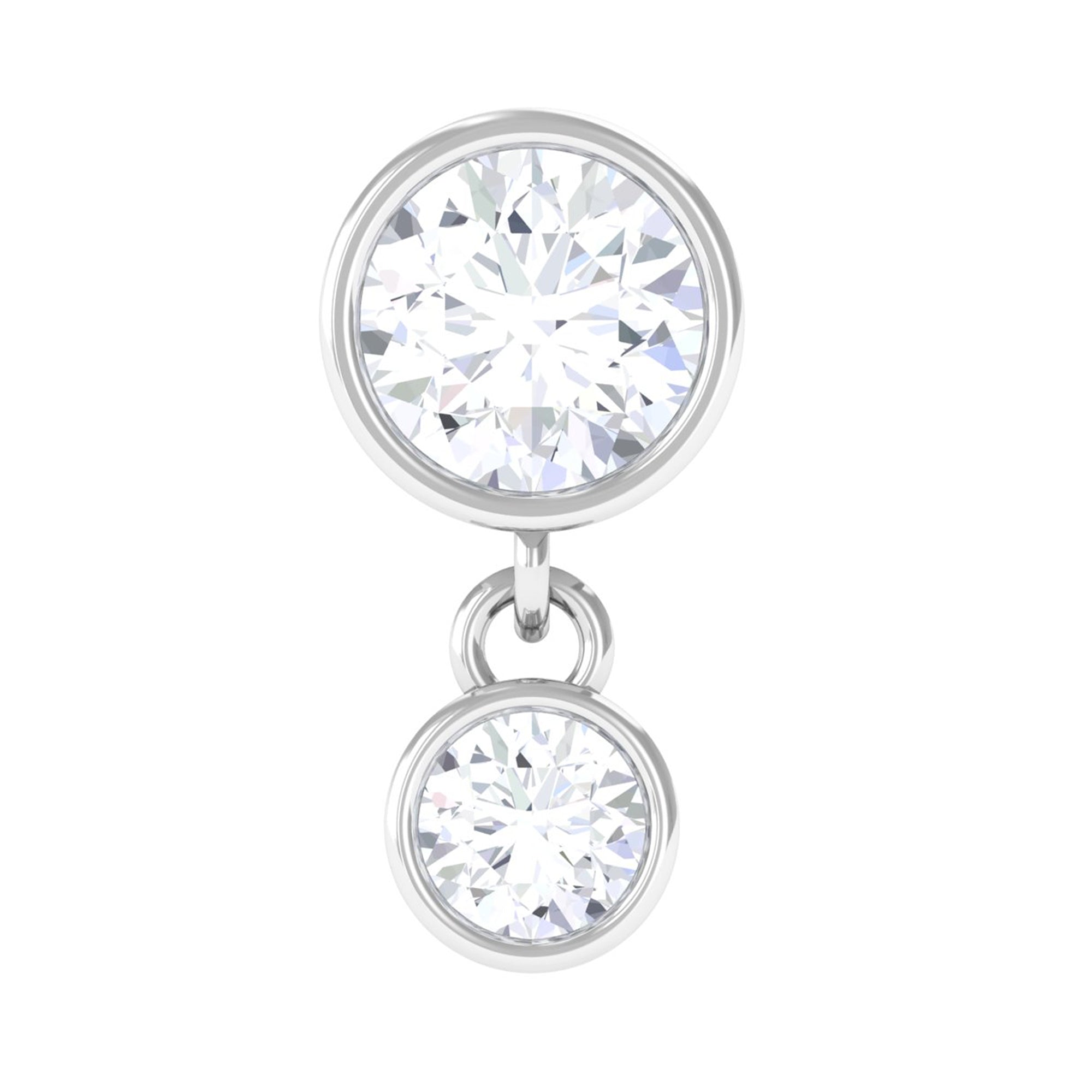 Certified Round Diamond Helix Drop Earring in Bezel Set Natural - ( HI-SI ) - Rosec Jewels