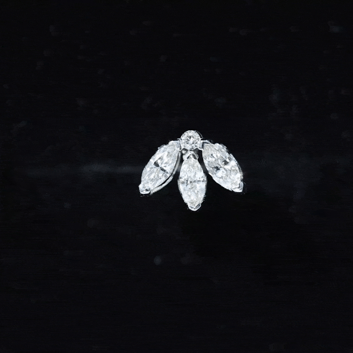 Certified Marquise Moissanite Lotus Flower Earring for Helix Piercing D-VS1 - Rosec Jewels