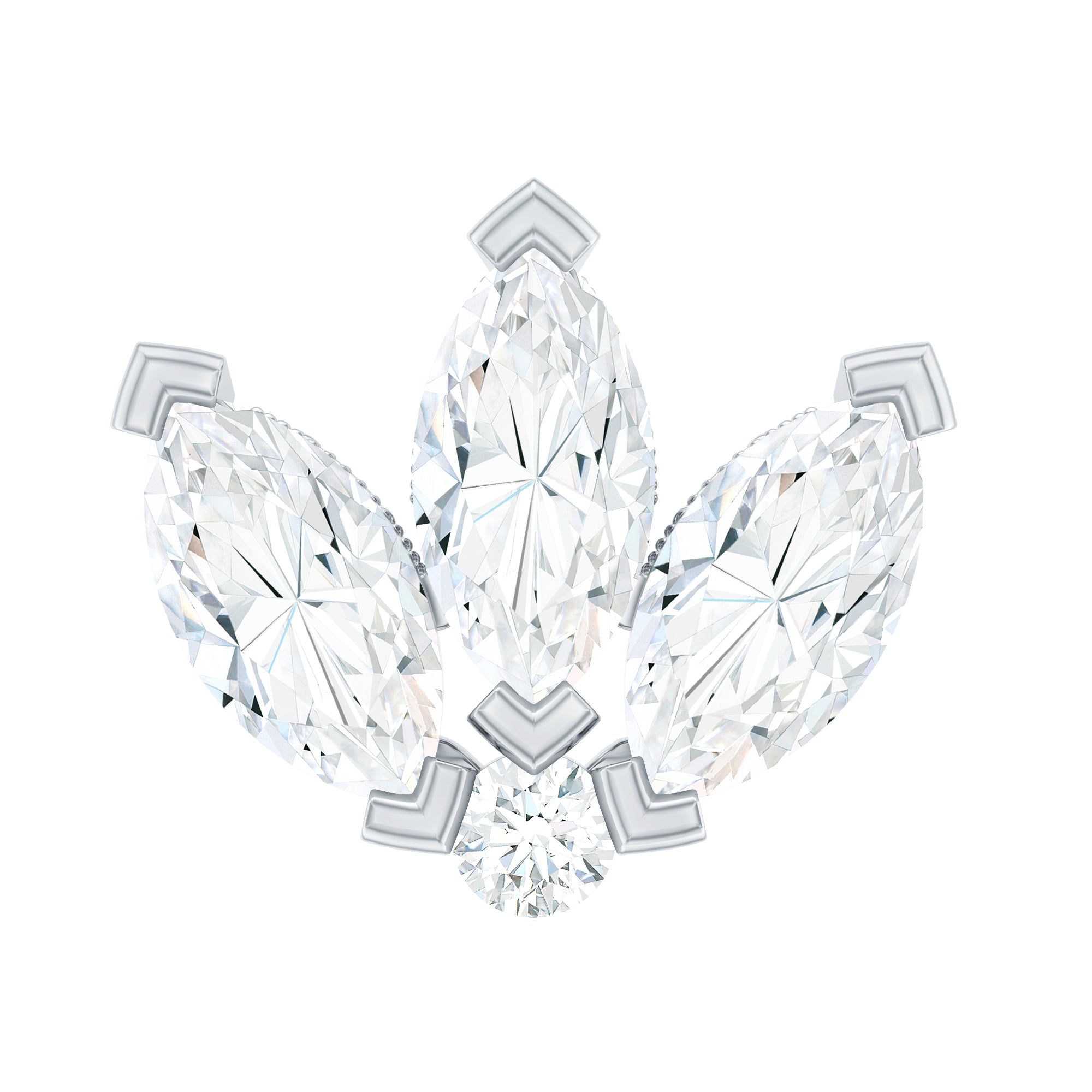 Certified Marquise Moissanite Lotus Flower Earring for Helix Piercing D-VS1 - Rosec Jewels