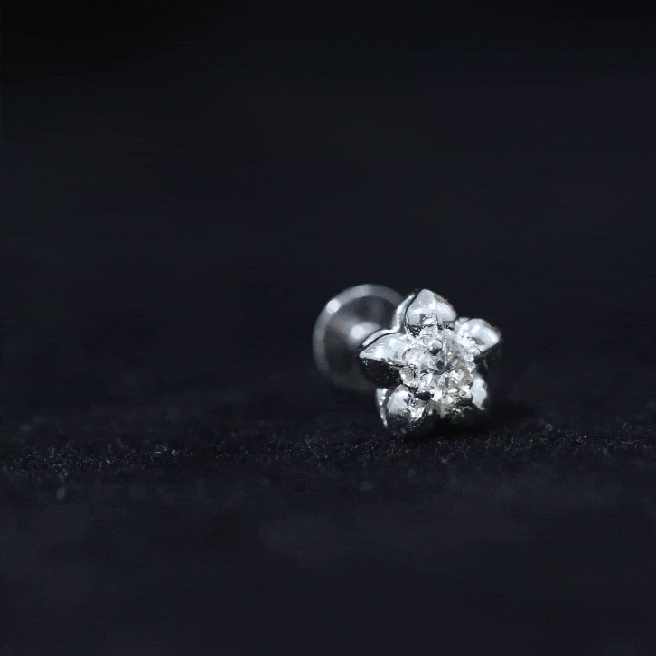 Round Moissanite Flower Earring for Helix Piercing D-VS1 - Rosec Jewels