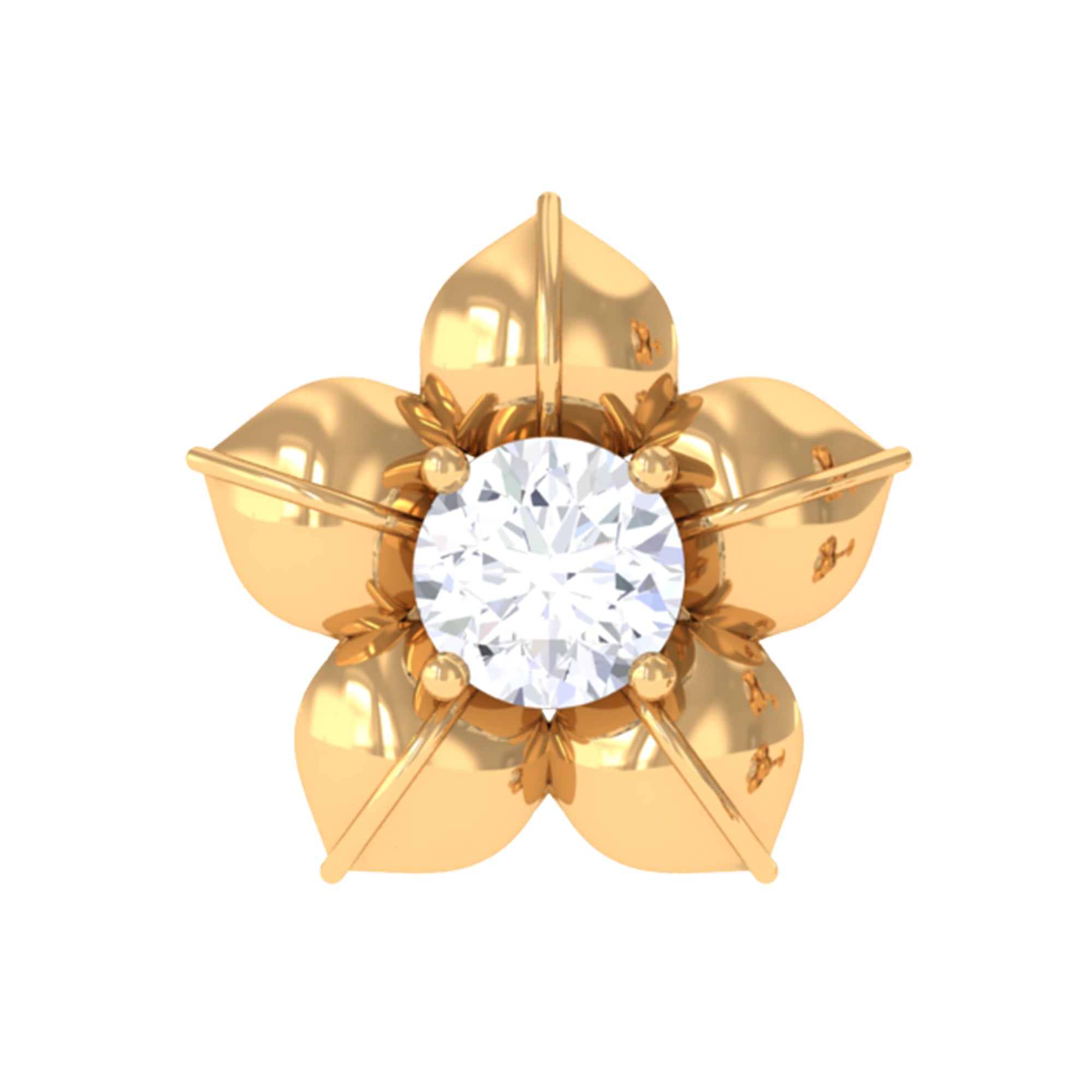 Round Moissanite Flower Earring for Helix Piercing D-VS1 - Rosec Jewels