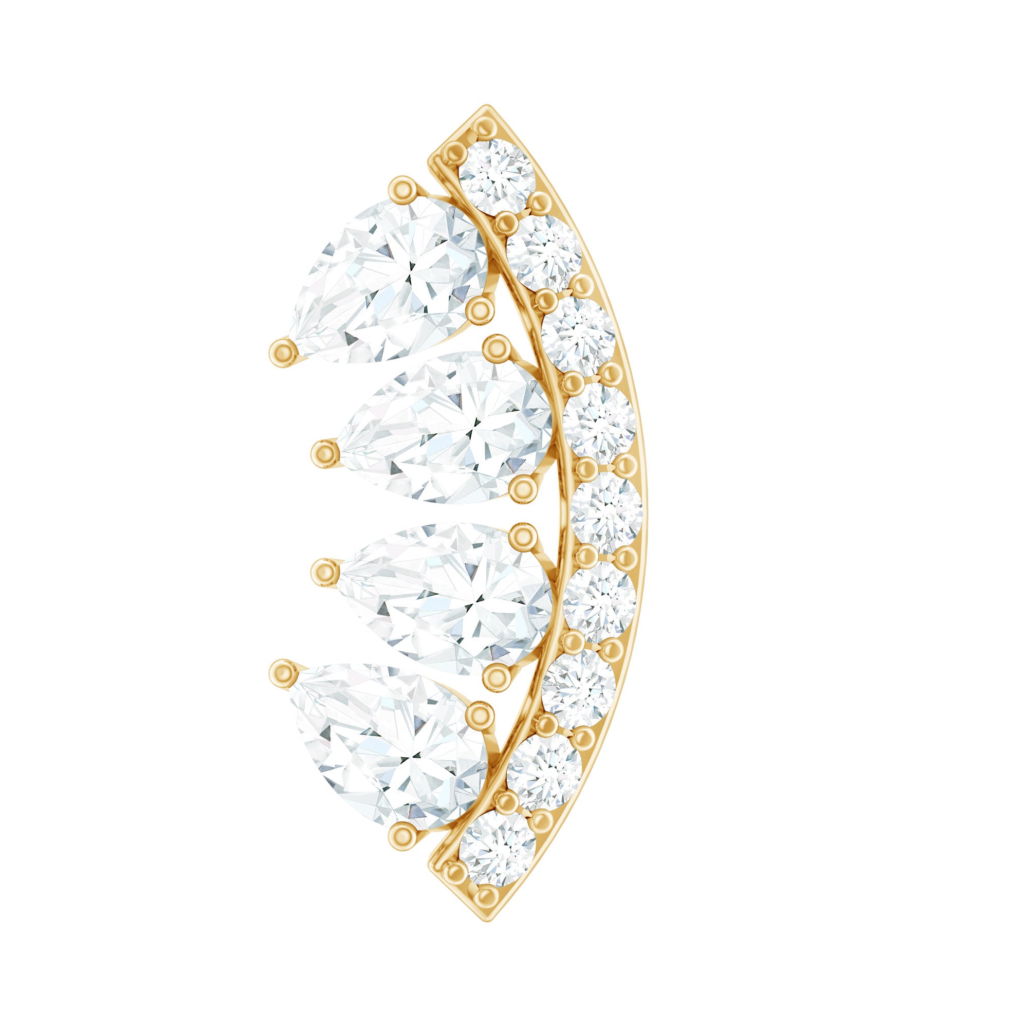 Pear and Round Moissanite Curved Cartilage Earring