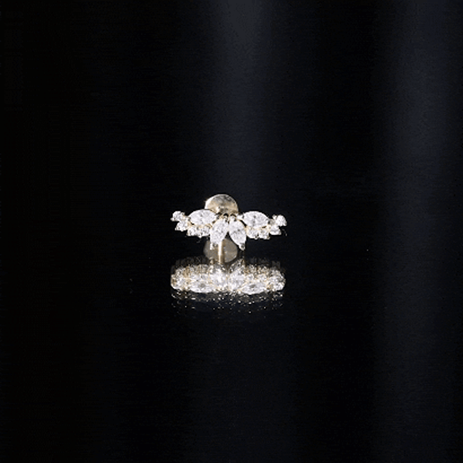 Certified Moissanite Cluster Crawler Earring for Helix Piercing D-VS1 - Rosec Jewels