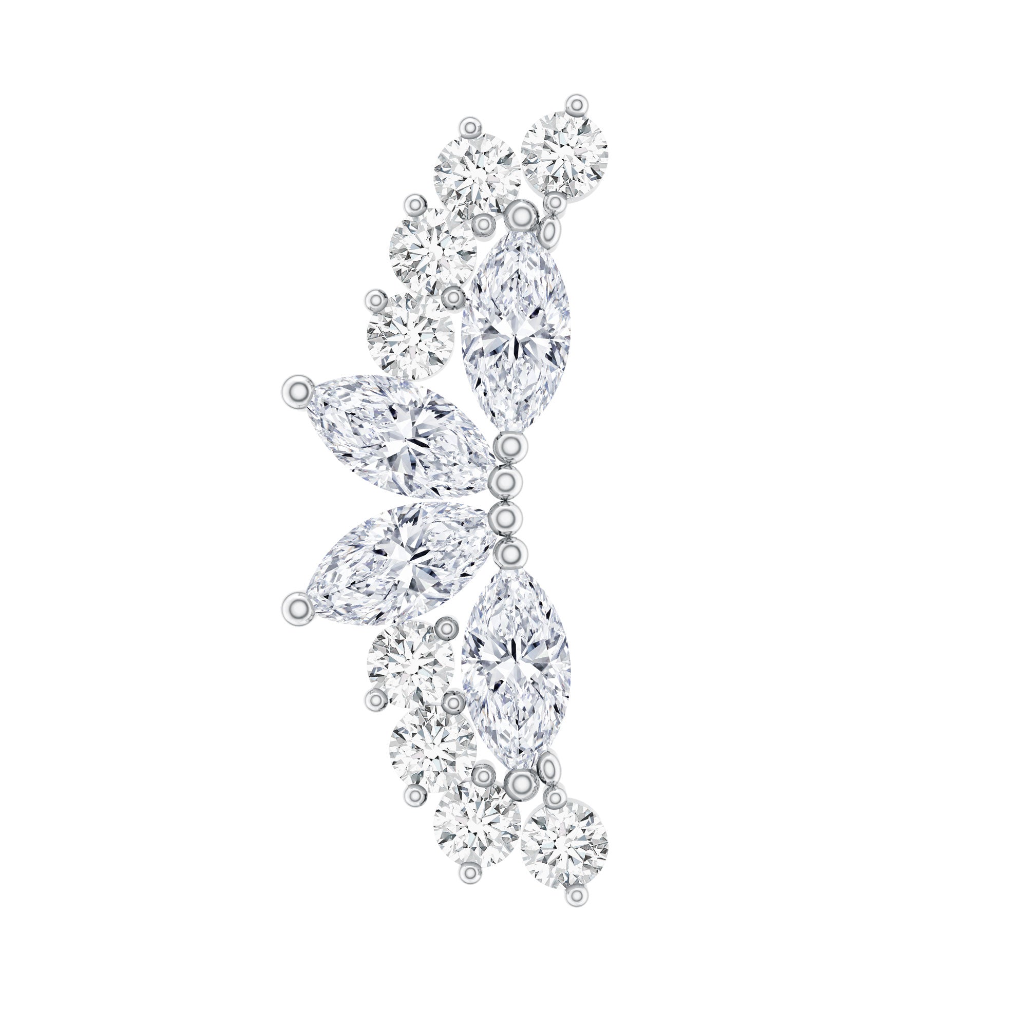 Certified Moissanite Cluster Crawler Earring for Helix Piercing D-VS1 - Rosec Jewels