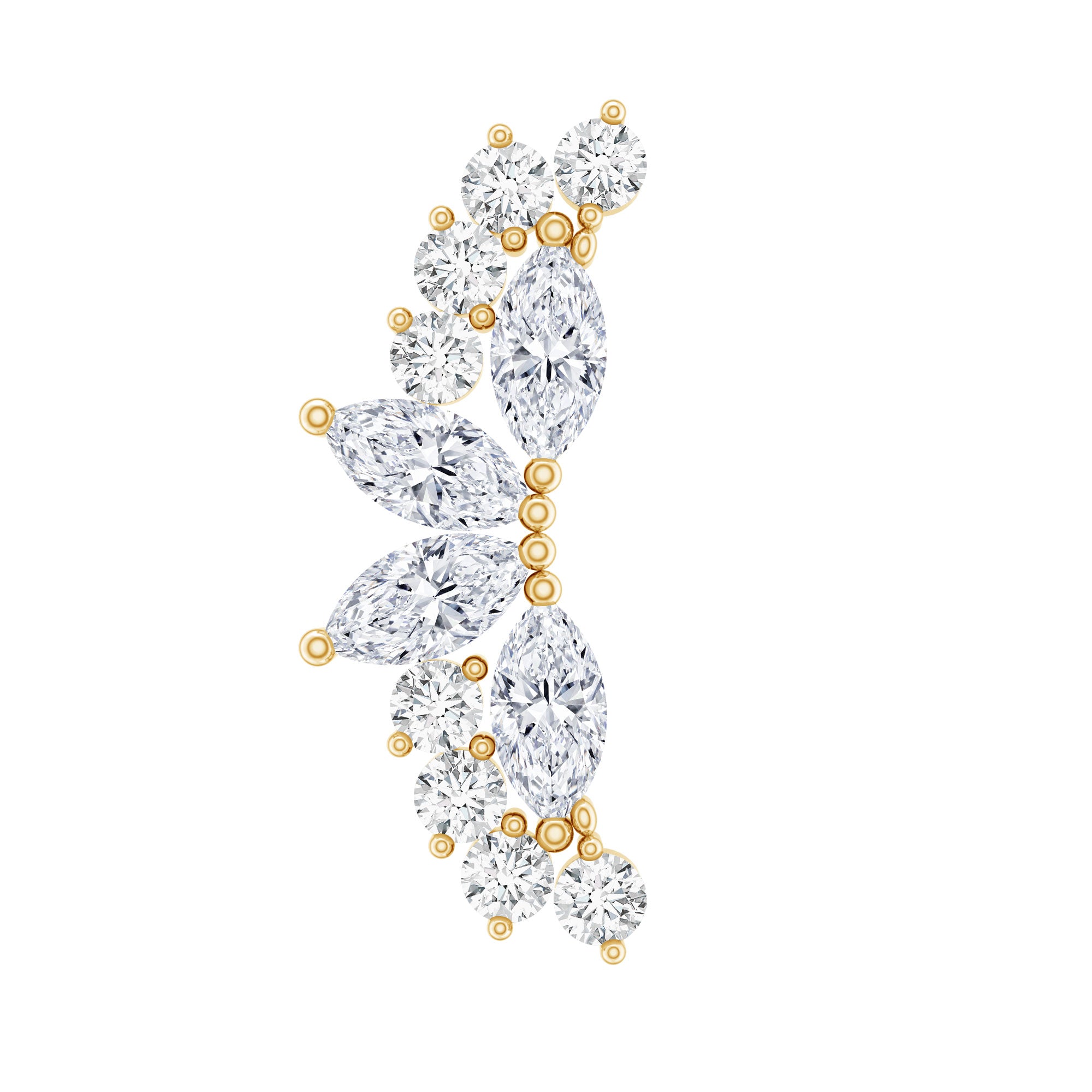 Certified Moissanite Cluster Crawler Earring for Helix Piercing D-VS1 - Rosec Jewels