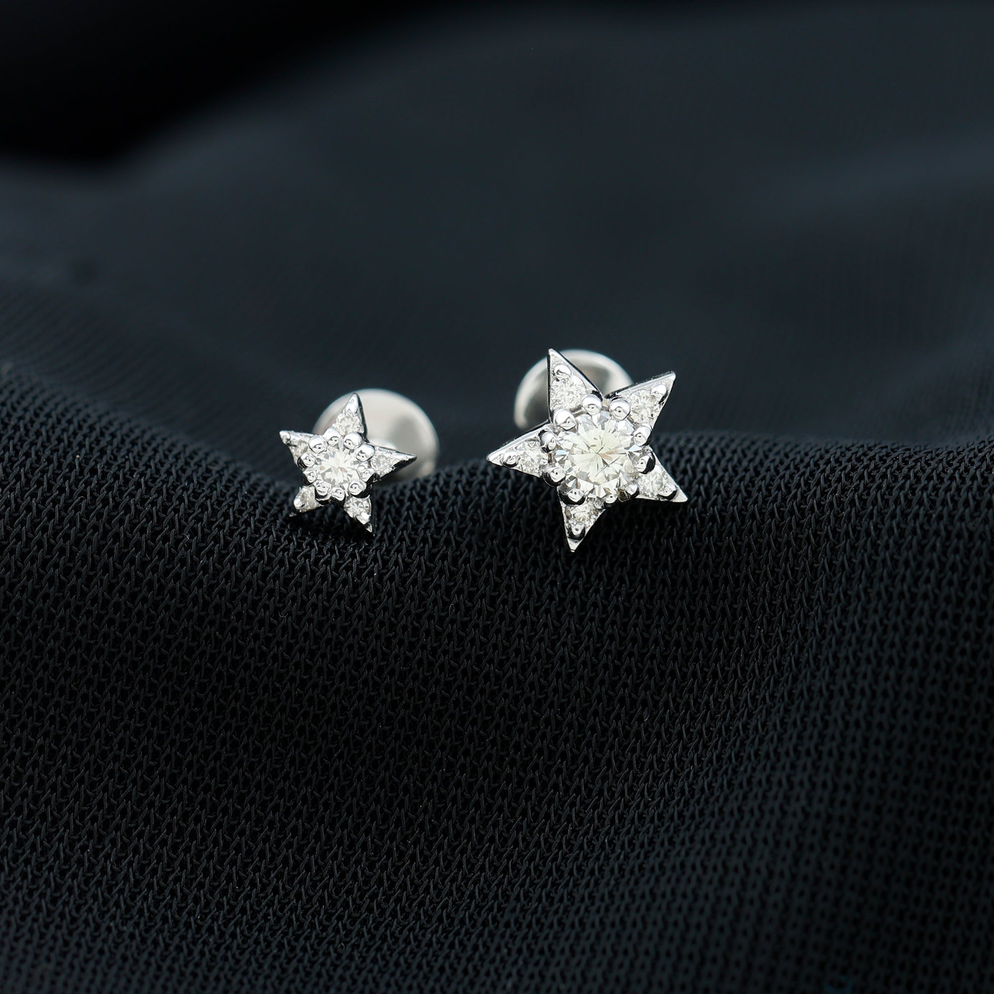Minimalist Diamond Star Earring for Tragus Piercing Natural - ( HI-SI ) - Rosec Jewels