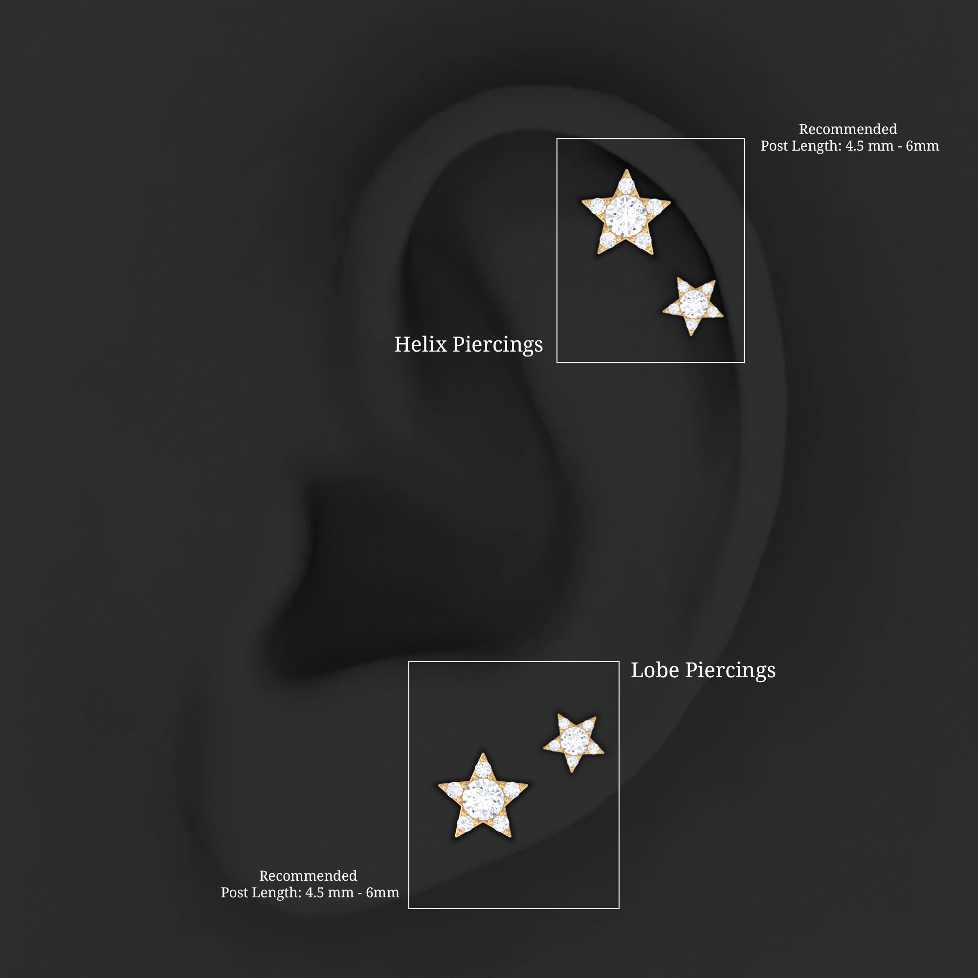 Minimalist Diamond Star Earring for Tragus Piercing Natural - ( HI-SI ) - Rosec Jewels