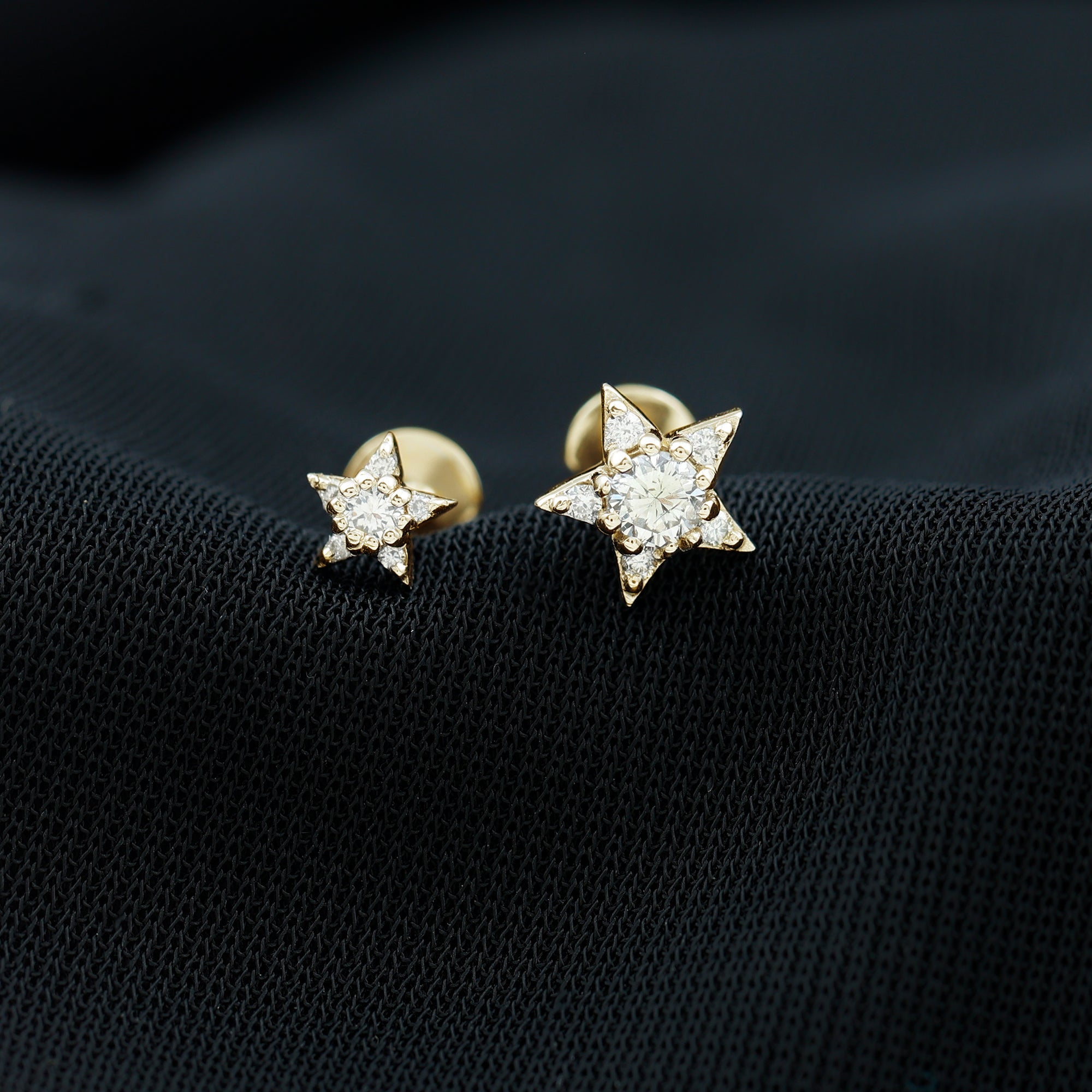Minimalist Diamond Star Earring for Tragus Piercing Natural - ( HI-SI ) - Rosec Jewels