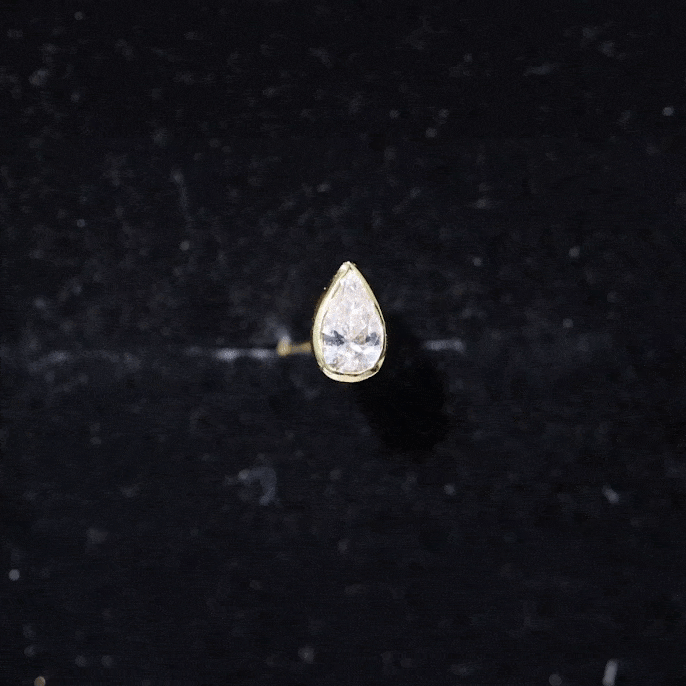 Bezel Set Moissanite Teardrop Stud Earring for Cartilage Piercing D-VS1 - Rosec Jewels