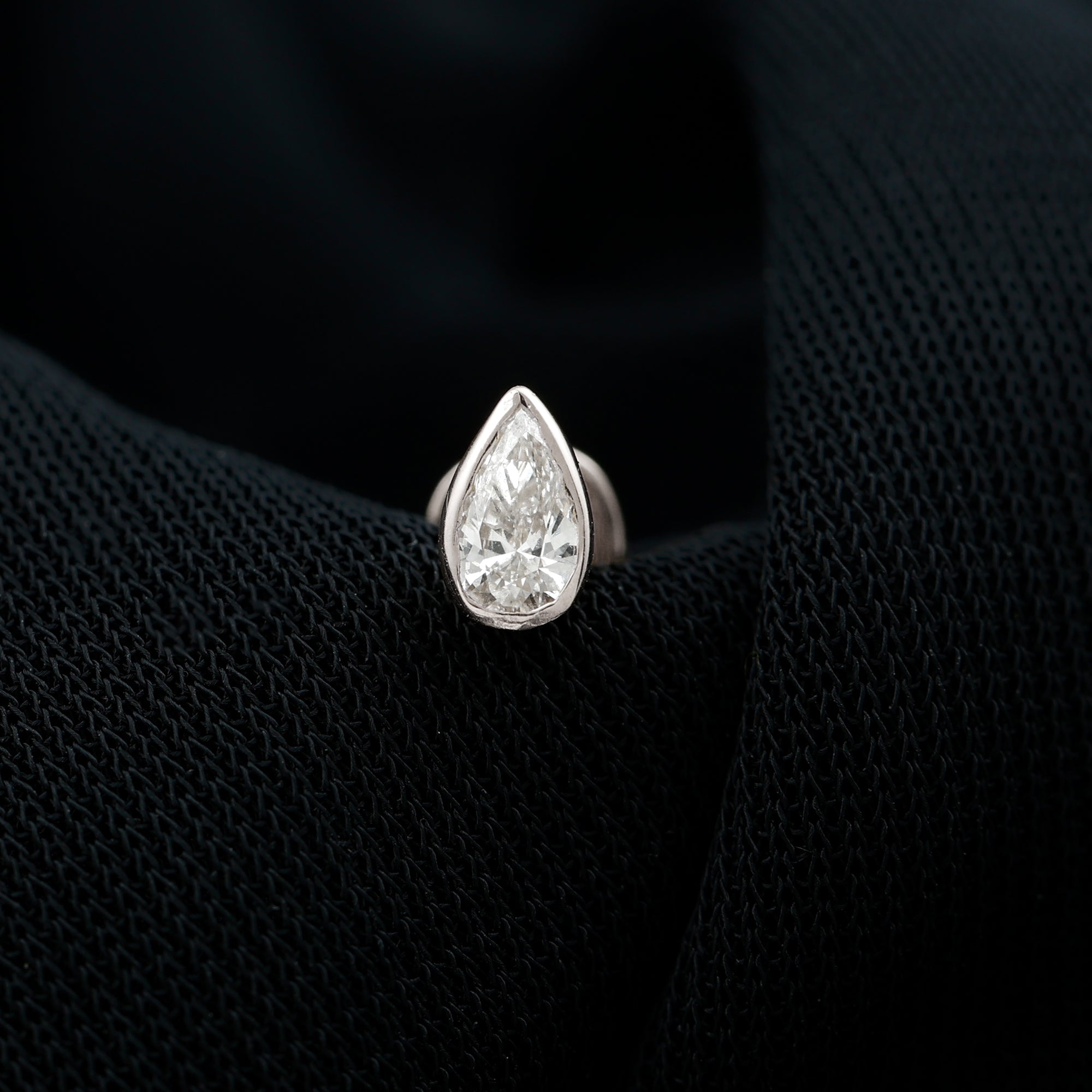 Bezel Set Moissanite Teardrop Stud Earring for Cartilage Piercing D-VS1 - Rosec Jewels