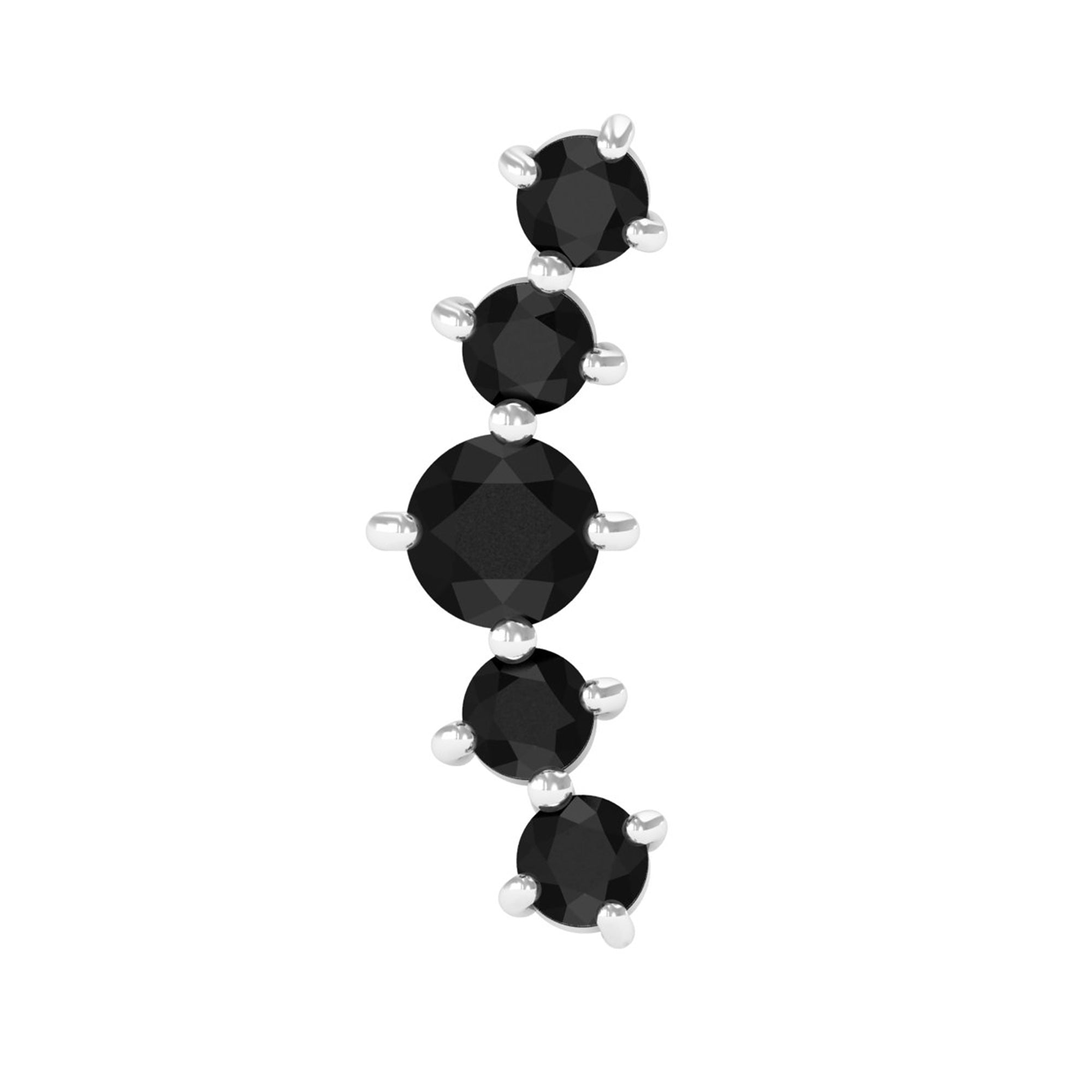 Graduated Style Black Onyx Crawler Earring AAA - Rosec Jewels