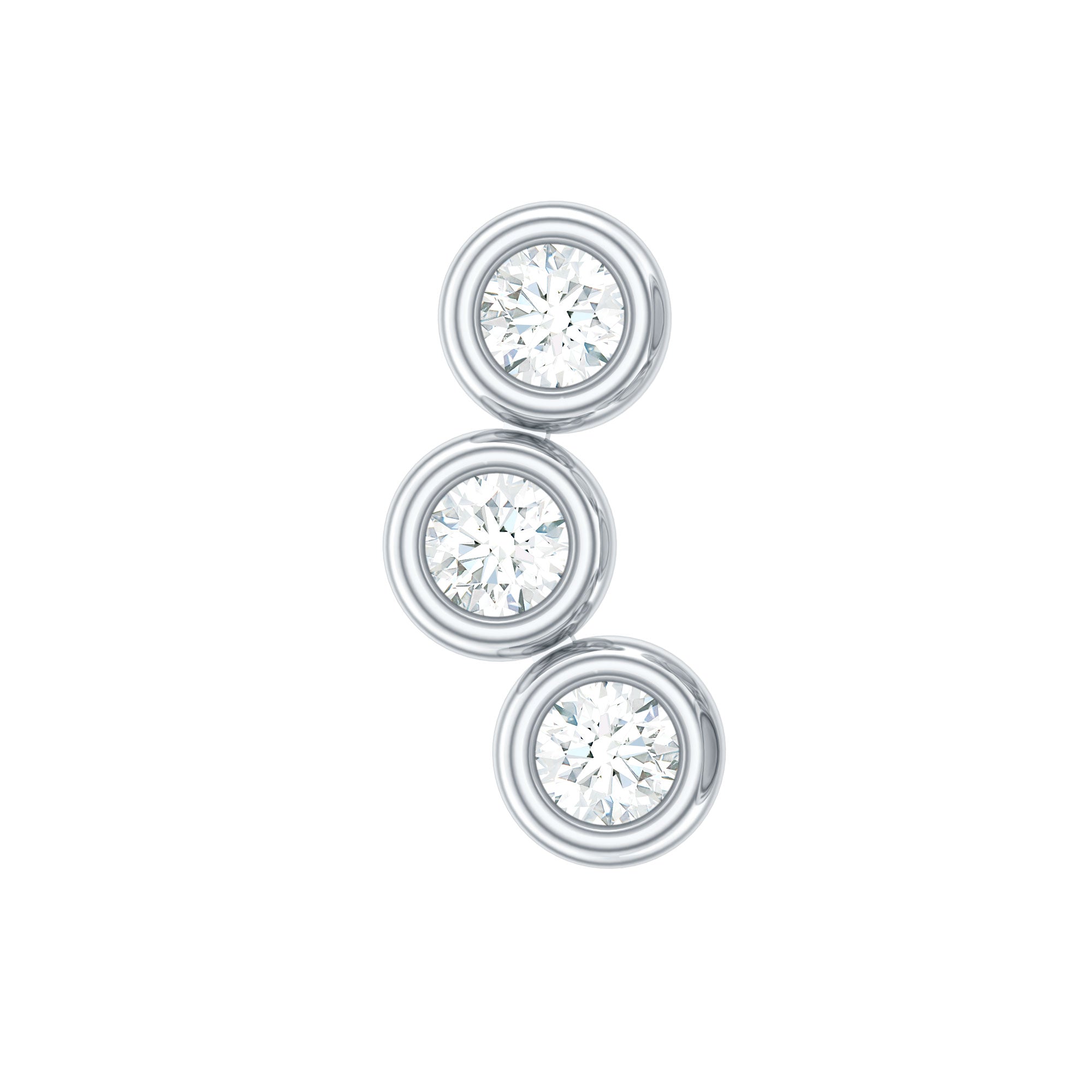 Bezel Set Moissanite Three Stone Crawler Earring