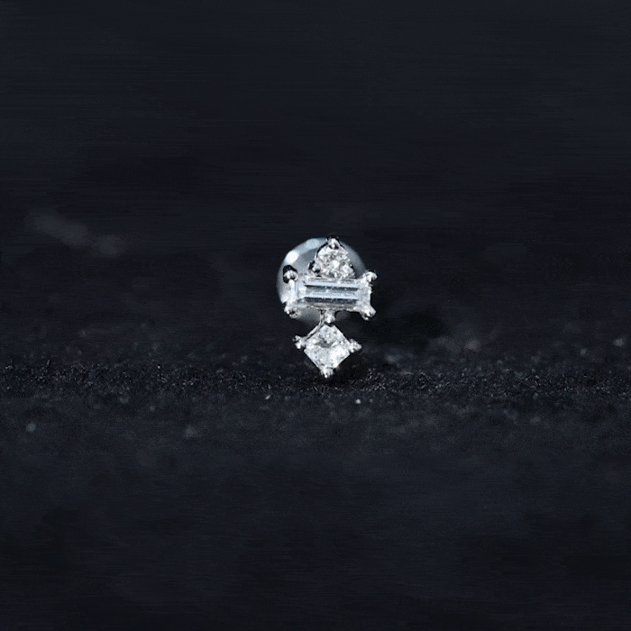 Unique Moissanite Tragus Earring with Flat Back D-VS1 - Rosec Jewels