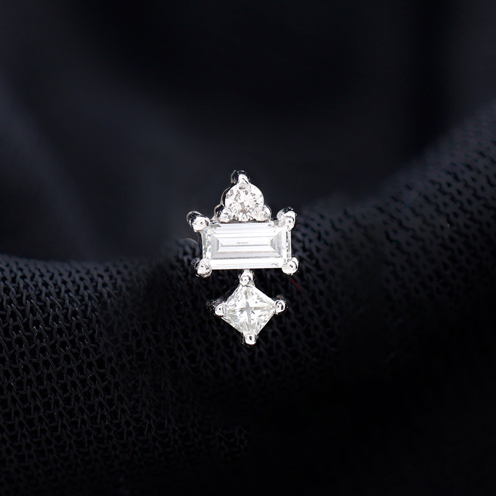 Unique Moissanite Tragus Earring with Flat Back D-VS1 - Rosec Jewels