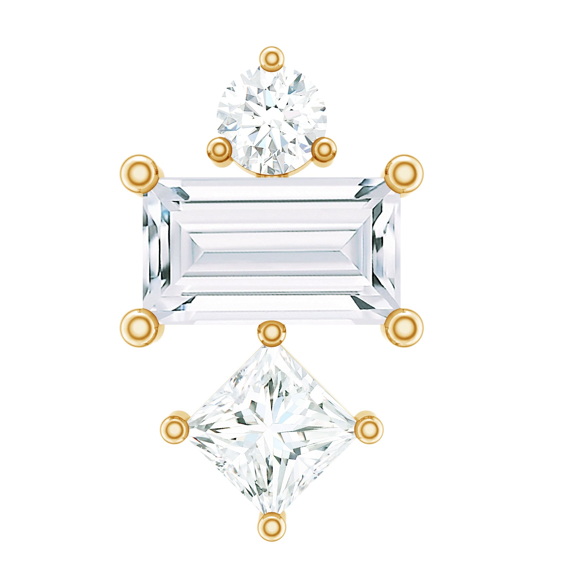 Unique Moissanite Tragus Earring with Flat Back D-VS1 - Rosec Jewels