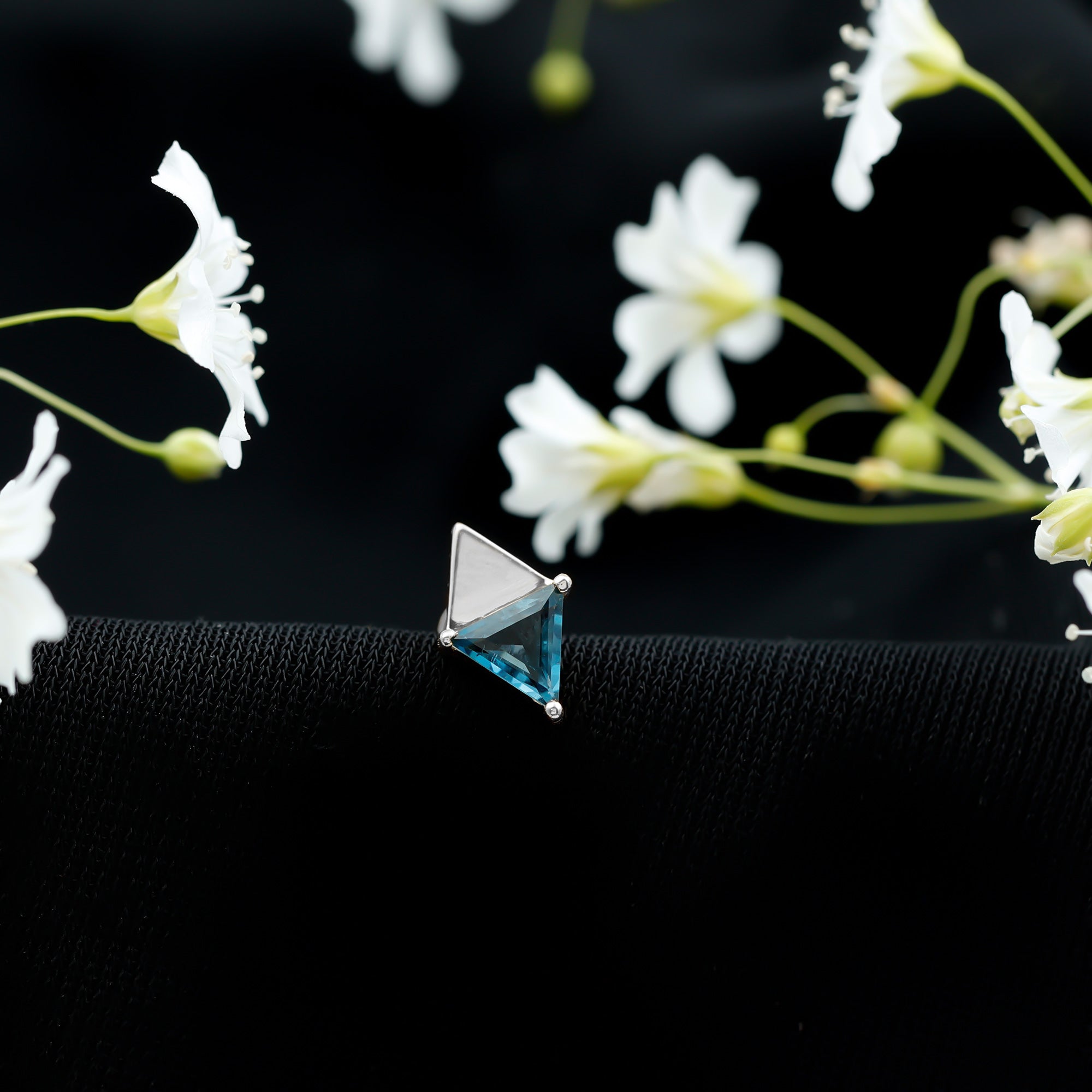 Triangle London Blue Topaz Geometric Earring AAA - Rosec Jewels