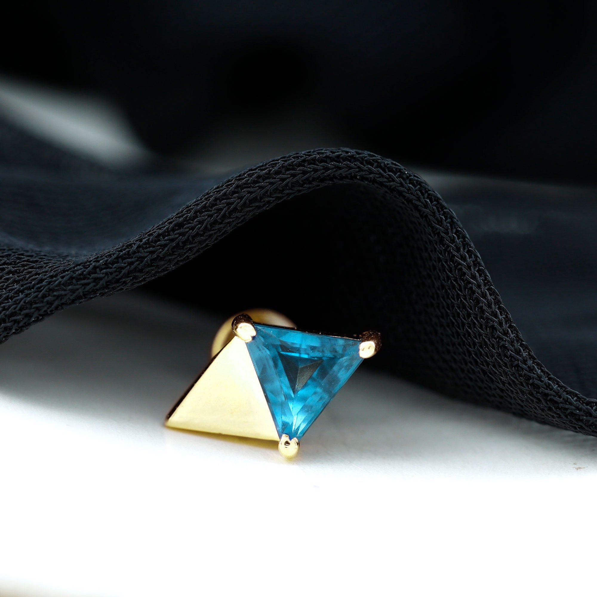 Triangle London Blue Topaz Geometric Earring AAA - Rosec Jewels