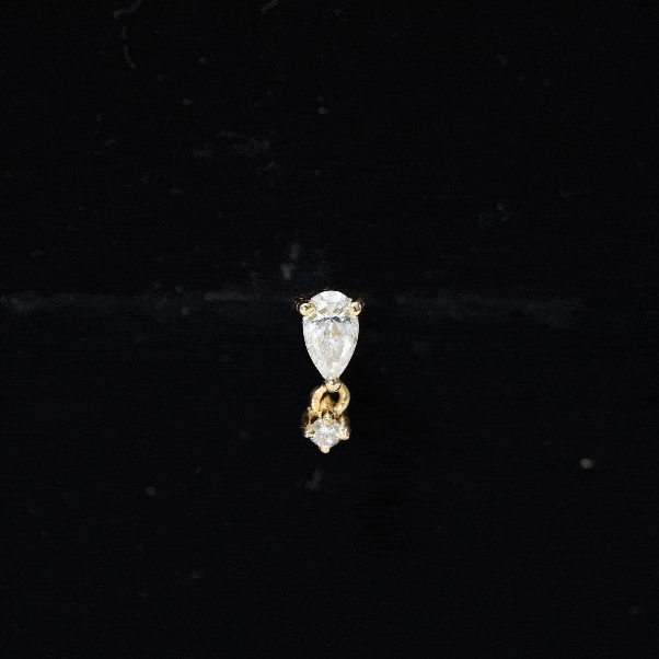 Pear Diamond Drop Earring for Helix Piercing Natural - ( HI-SI ) - Rosec Jewels