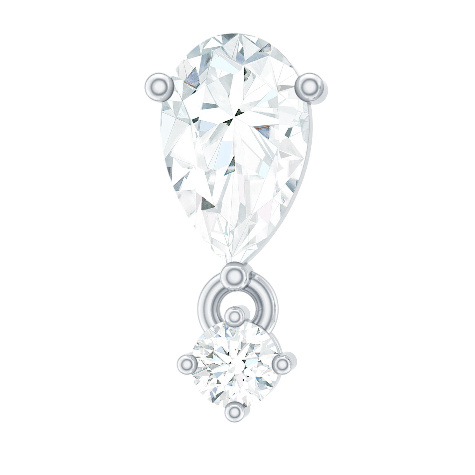 Pear Diamond Drop Earring for Helix Piercing Natural - ( HI-SI ) - Rosec Jewels