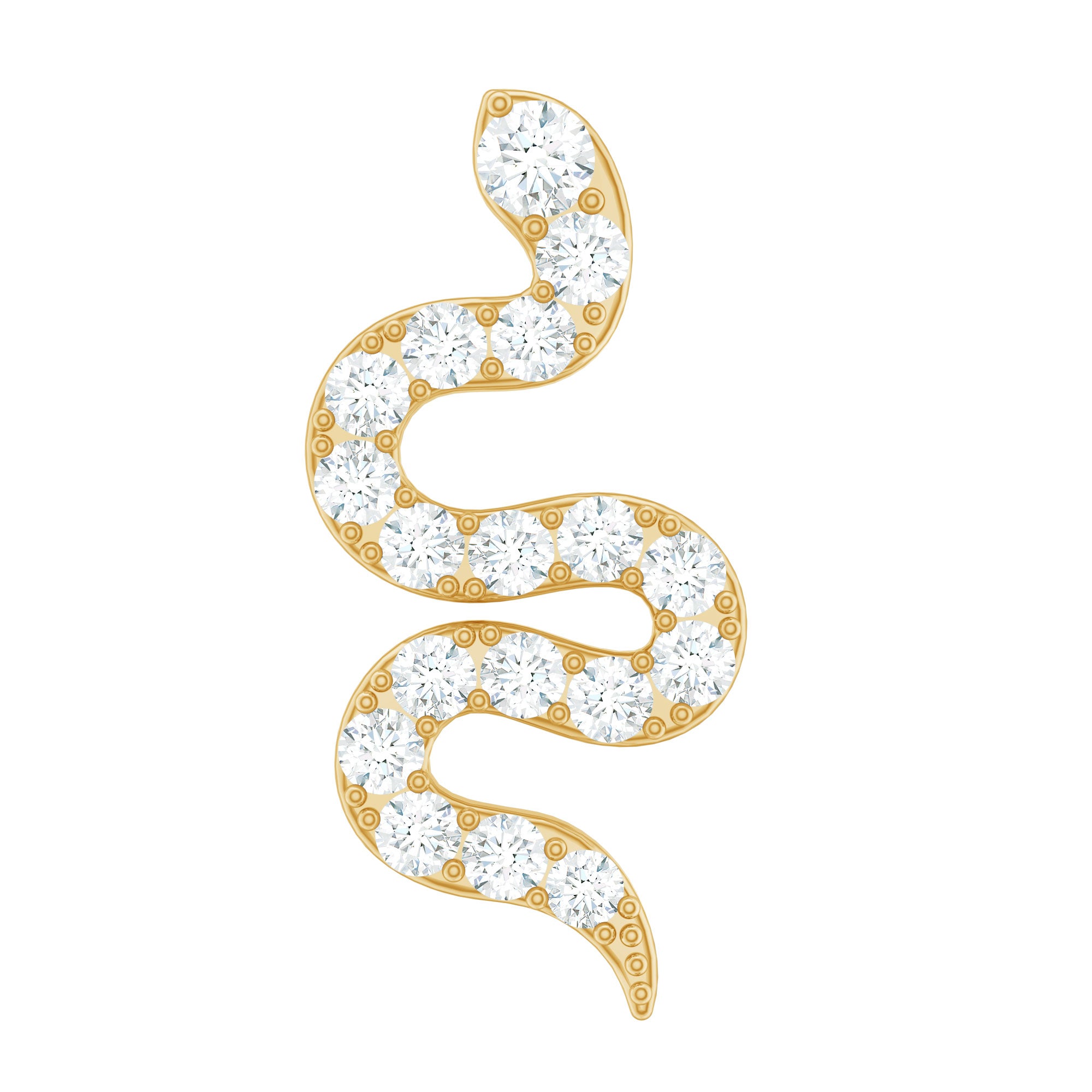Unique Moissanite Snake Crawler Cartilage Earring in Gold