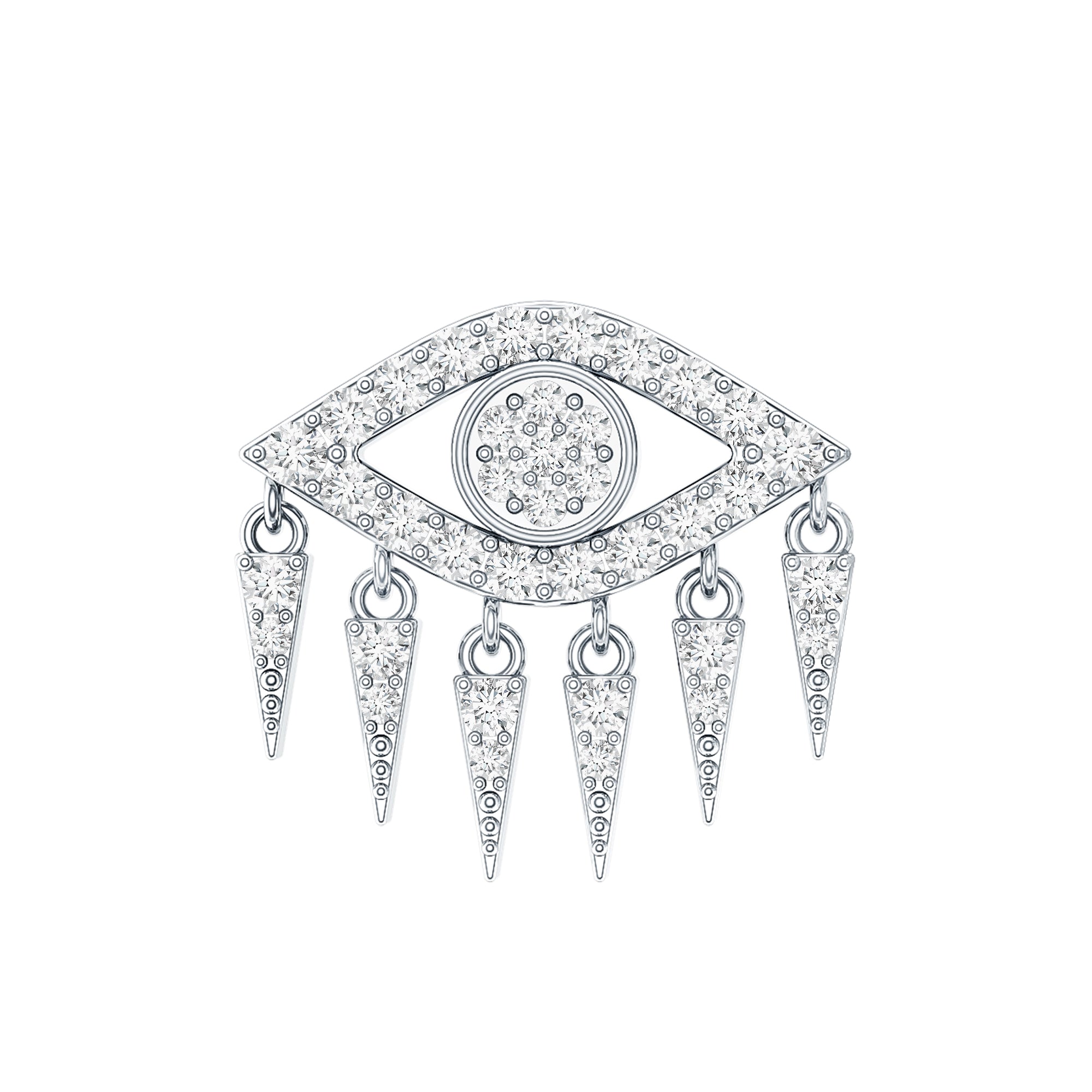 Unique Moissanite Evil Eye Earring for Cartilage Piercing D-VS1 - Rosec Jewels