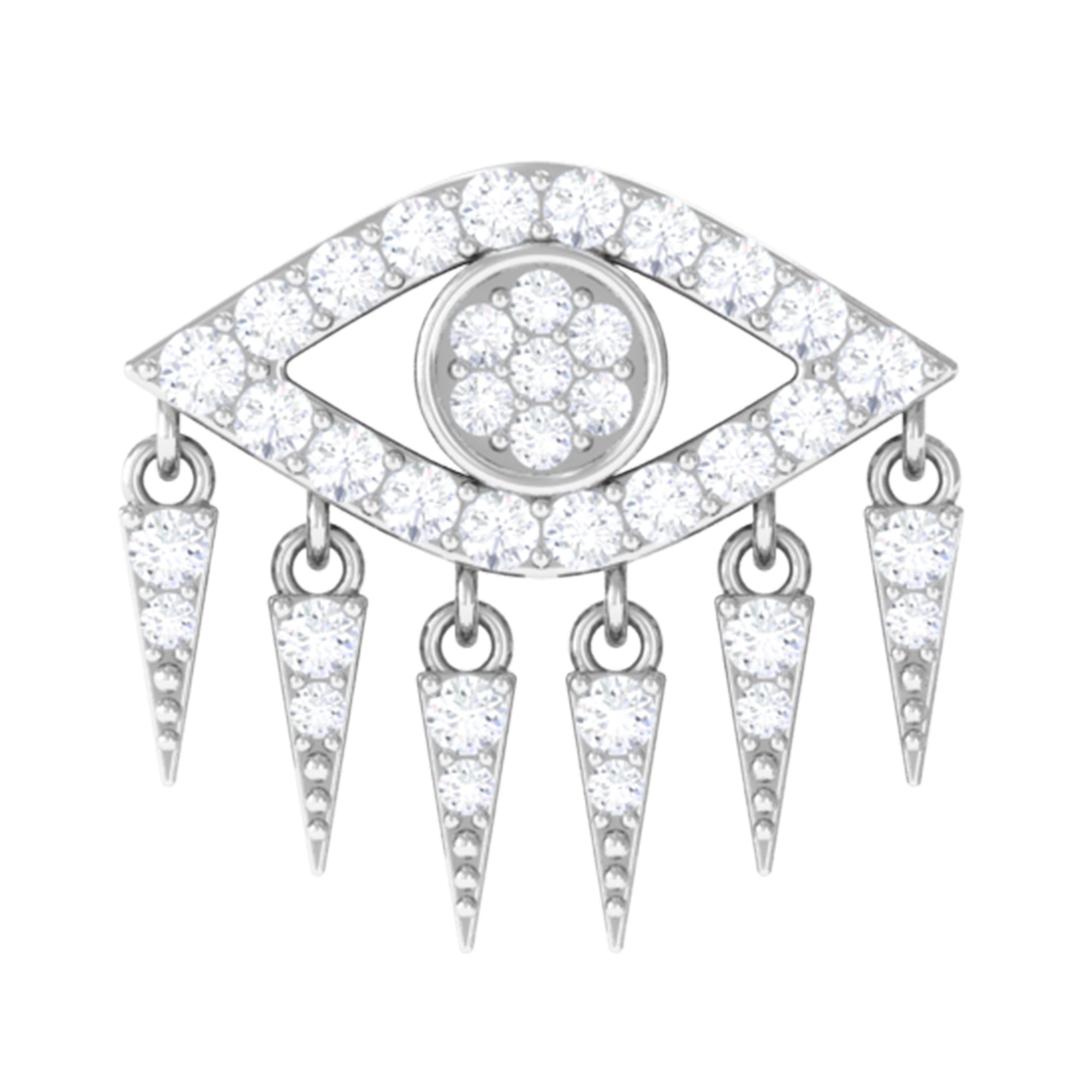 Unique Moissanite Evil Eye Earring for Cartilage Piercing D-VS1 - Rosec Jewels