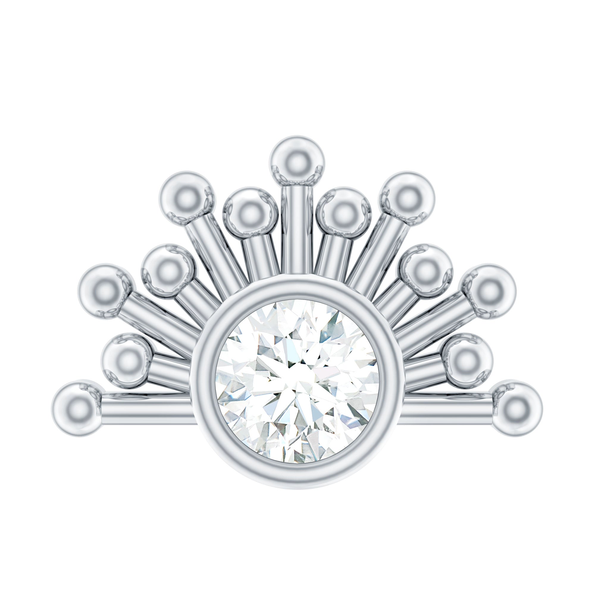 Bezel Set Diamond Sunburst Earring for Helix Piercing Natural - ( HI-SI ) - Rosec Jewels