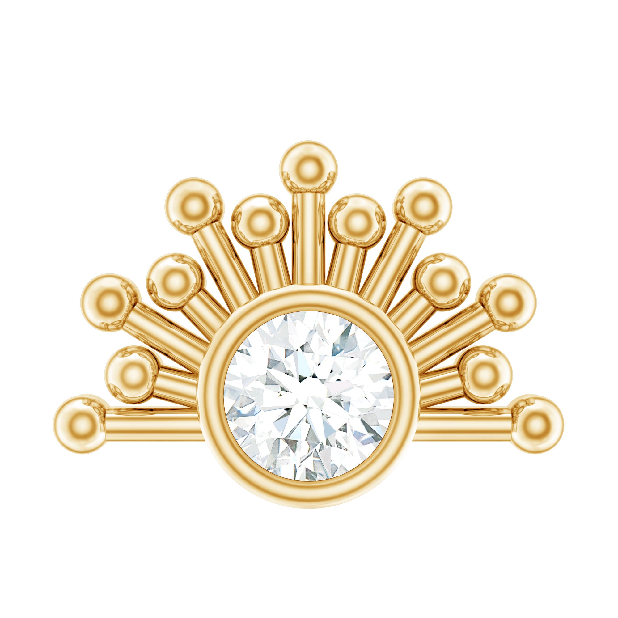 Bezel Set Diamond Sunburst Earring for Helix Piercing Natural - ( HI-SI ) - Rosec Jewels
