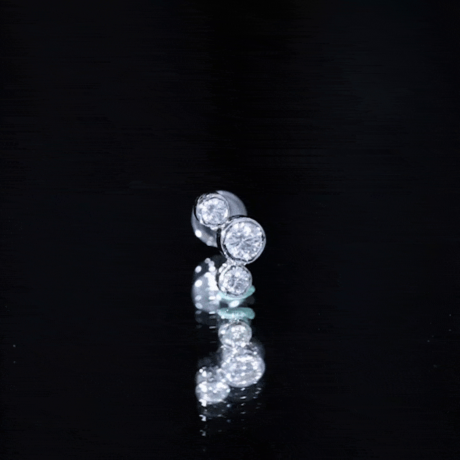Certified Moissanite Three Stone Crawler Helix Earring D-VS1 - Rosec Jewels