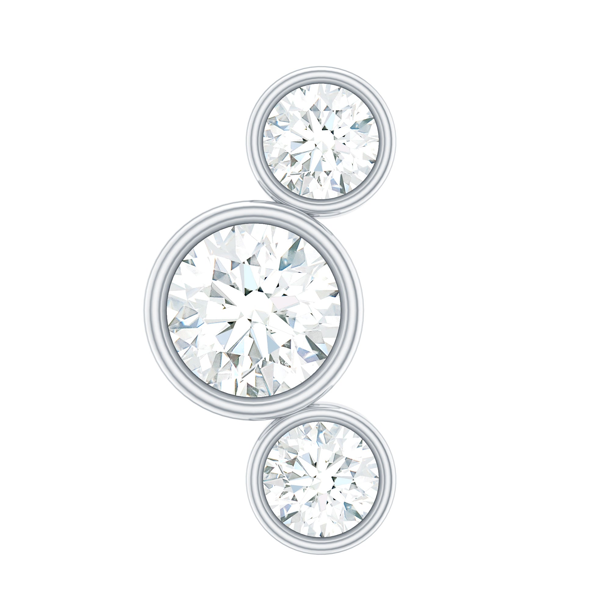 Certified Moissanite Three Stone Crawler Helix Earring D-VS1 - Rosec Jewels