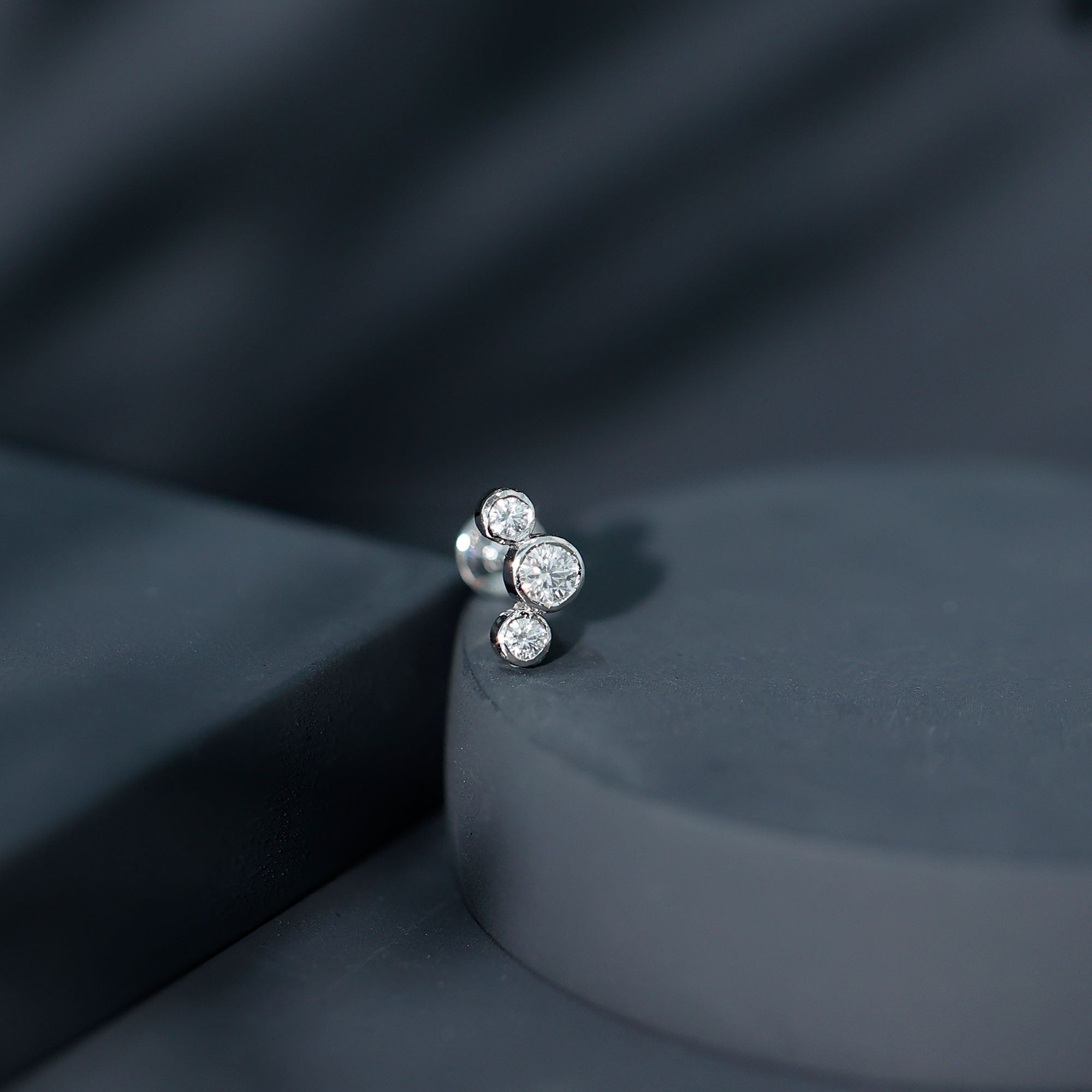 Certified Moissanite Three Stone Crawler Helix Earring D-VS1 - Rosec Jewels