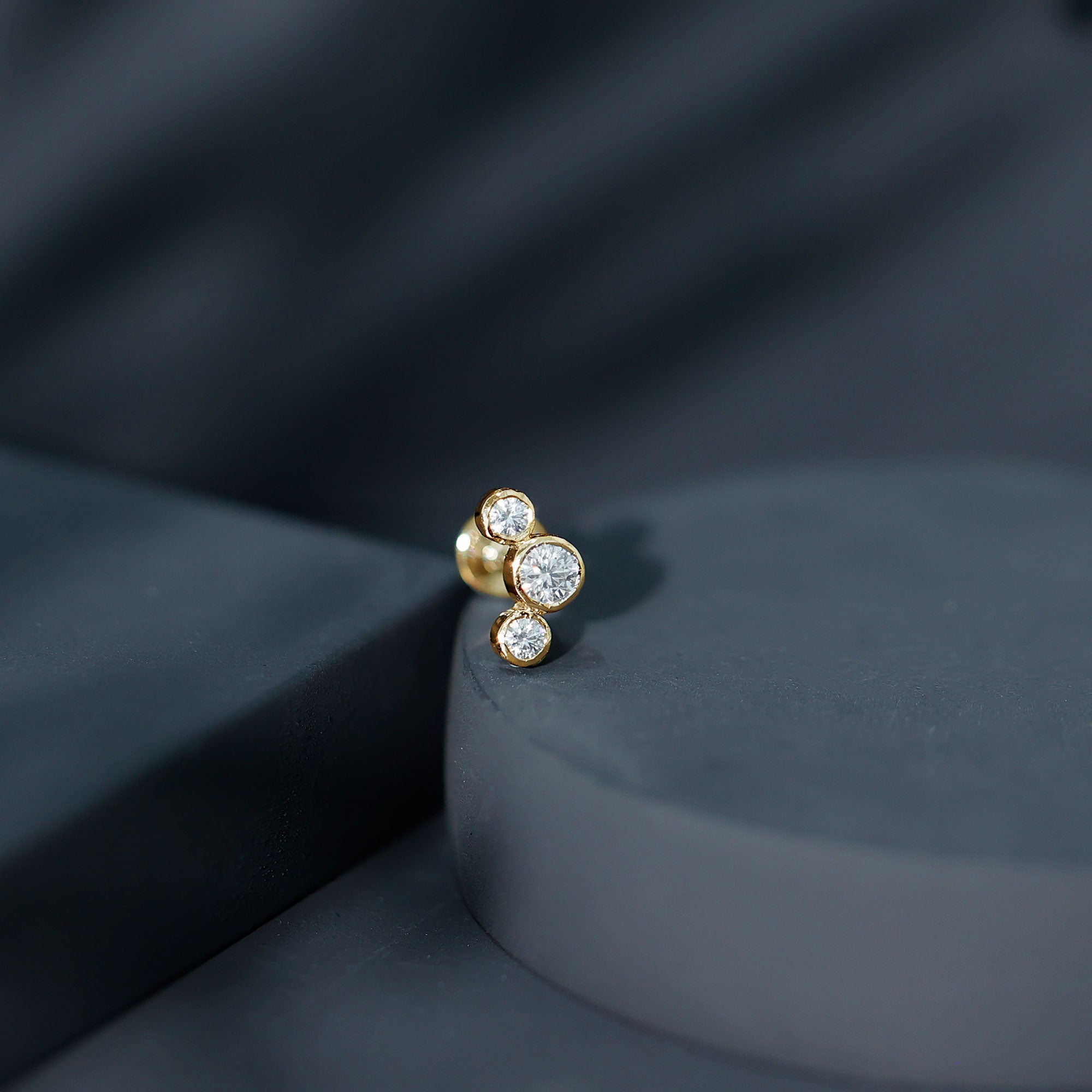 Certified Moissanite Three Stone Crawler Helix Earring D-VS1 - Rosec Jewels
