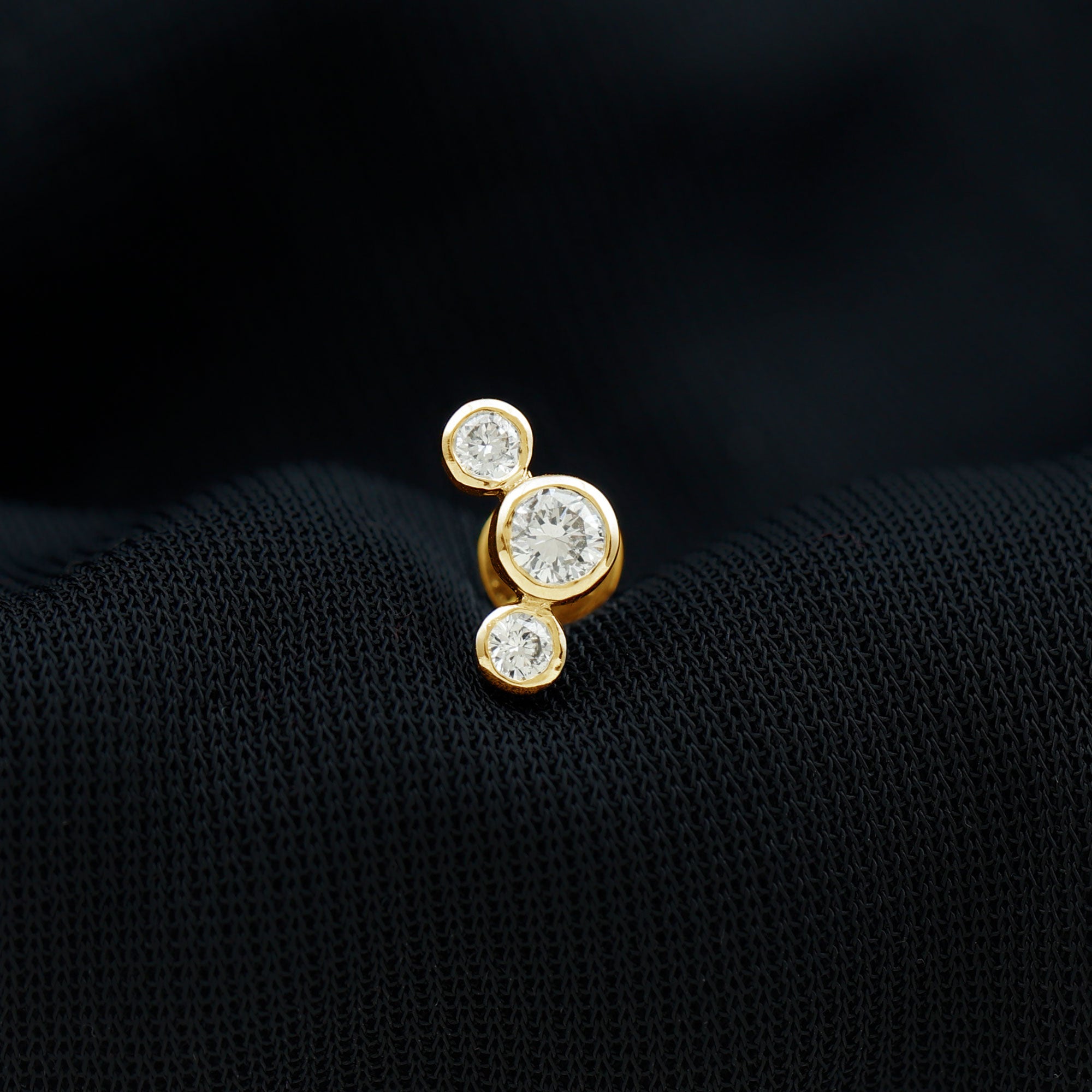 Certified Moissanite Three Stone Crawler Helix Earring D-VS1 - Rosec Jewels