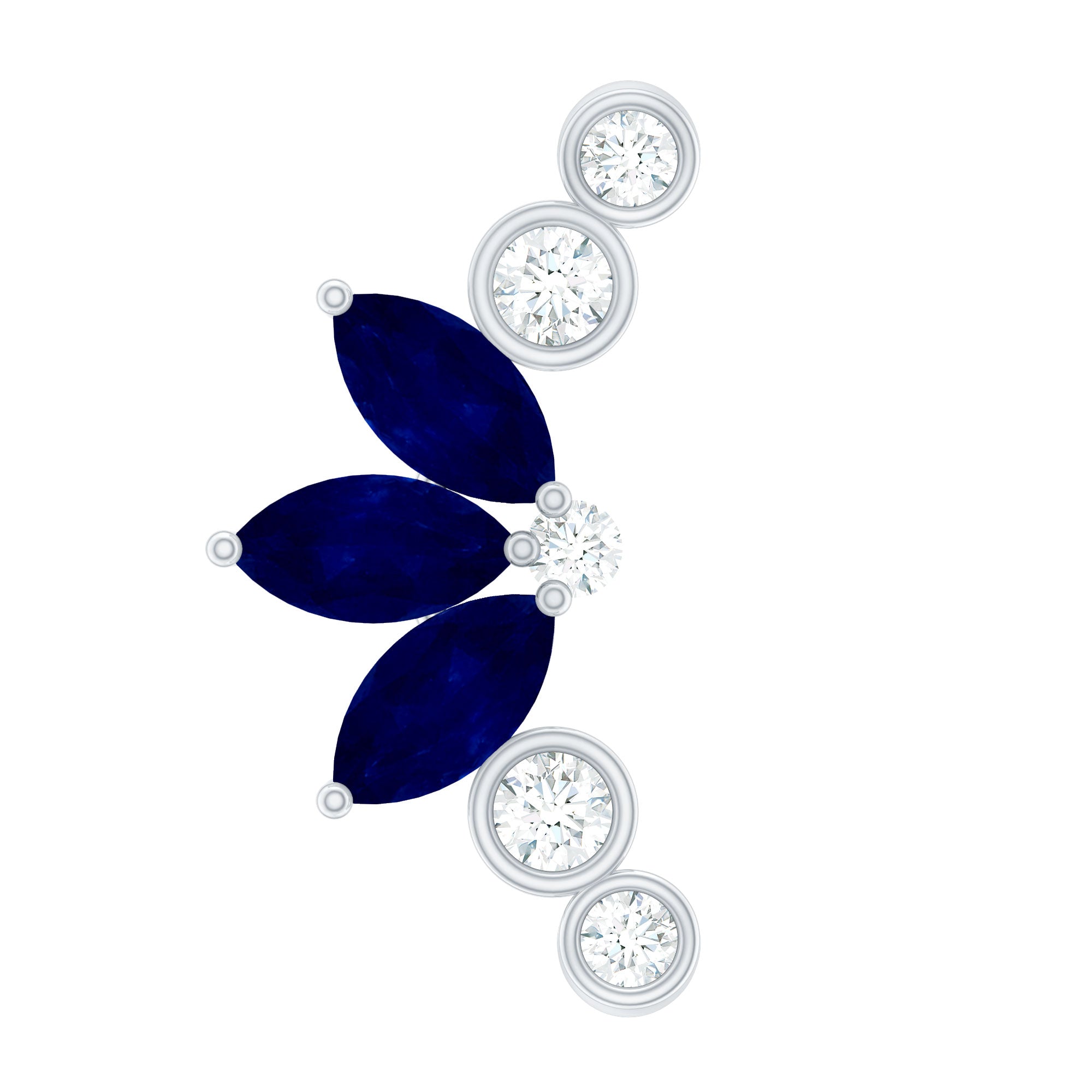 Natural Blue Sapphire Ear Crawler Earring AAA - Rosec Jewels