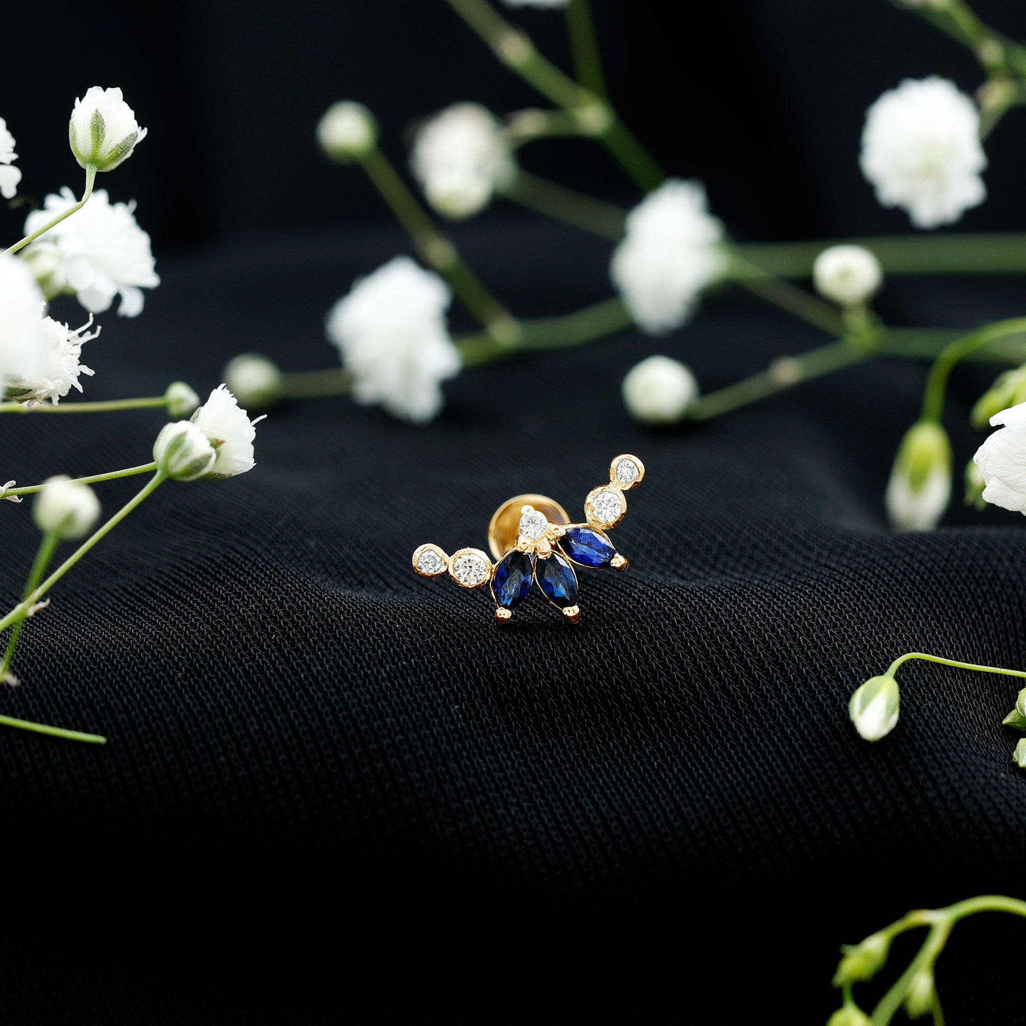 Natural Blue Sapphire Ear Crawler Earring AAA - Rosec Jewels