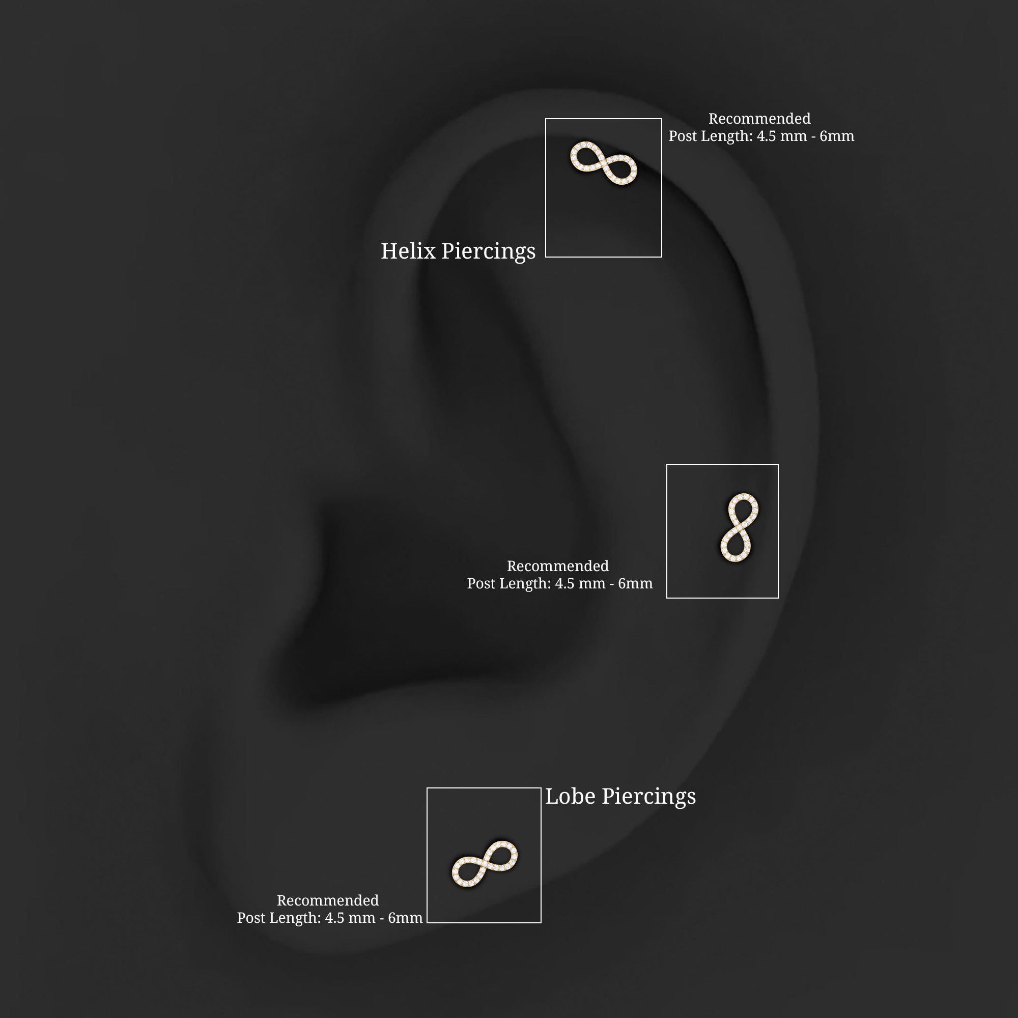 Round Diamond Infinity Earring for Cartilage Piercing Natural - ( HI-SI ) - Rosec Jewels