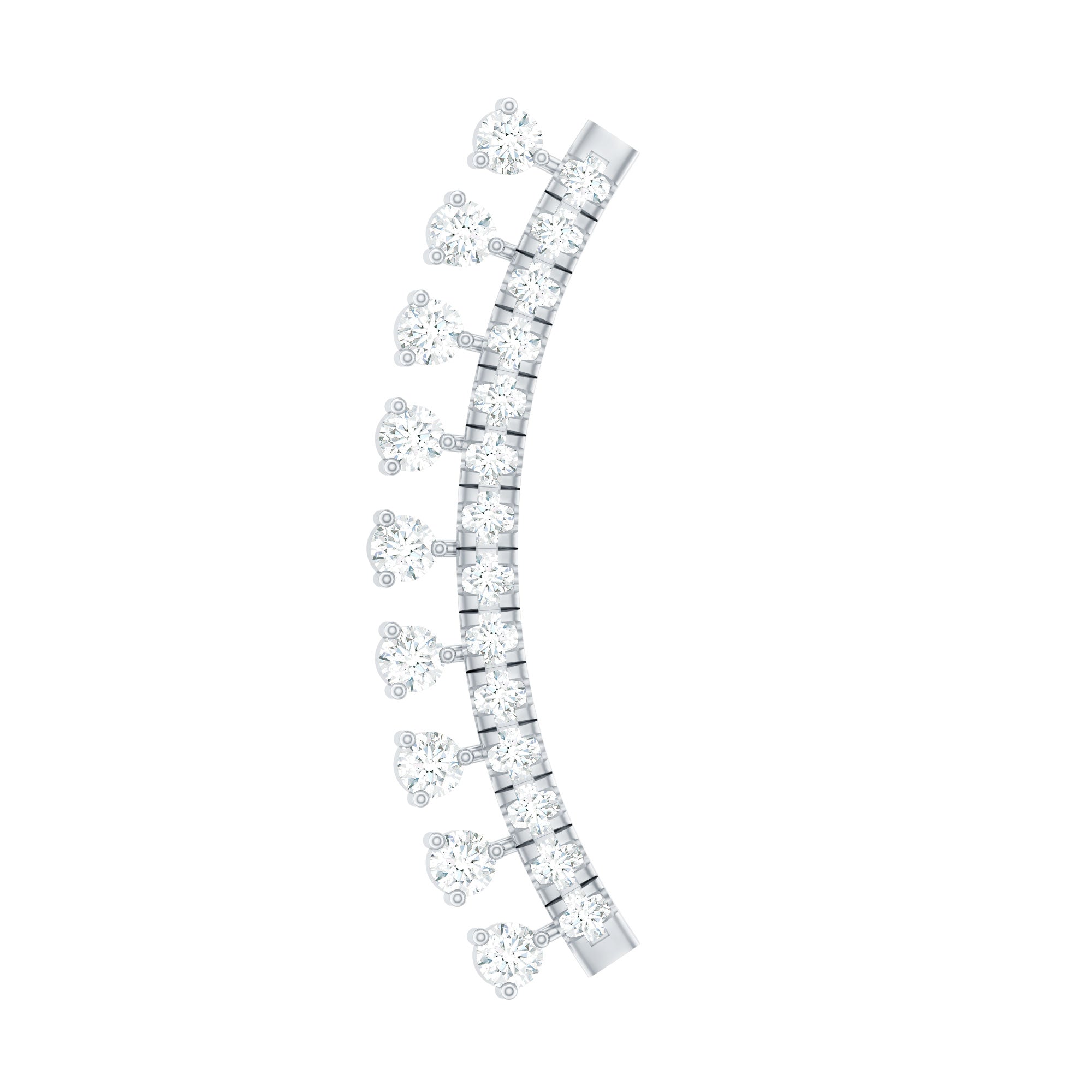 Certified Moissanite Curved Crawler Earring D-VS1 - Rosec Jewels