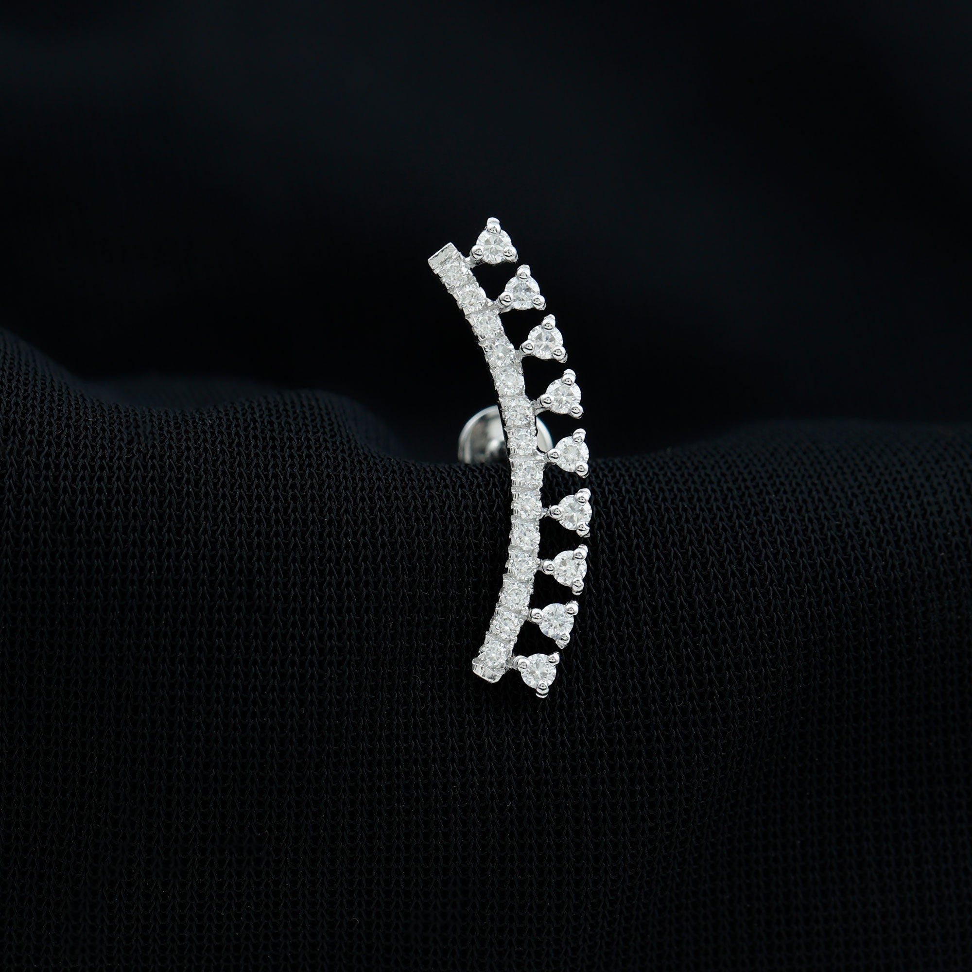 Certified Moissanite Curved Crawler Earring D-VS1 - Rosec Jewels