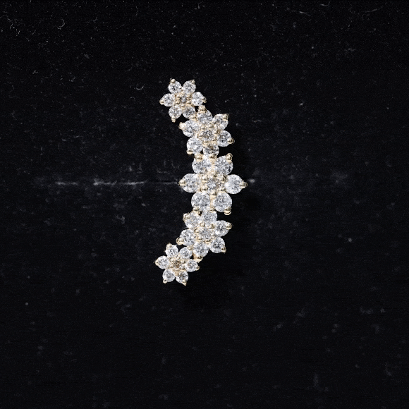 Diamond Flower Ear Crawler Earring Natural - ( HI-SI ) - Rosec Jewels