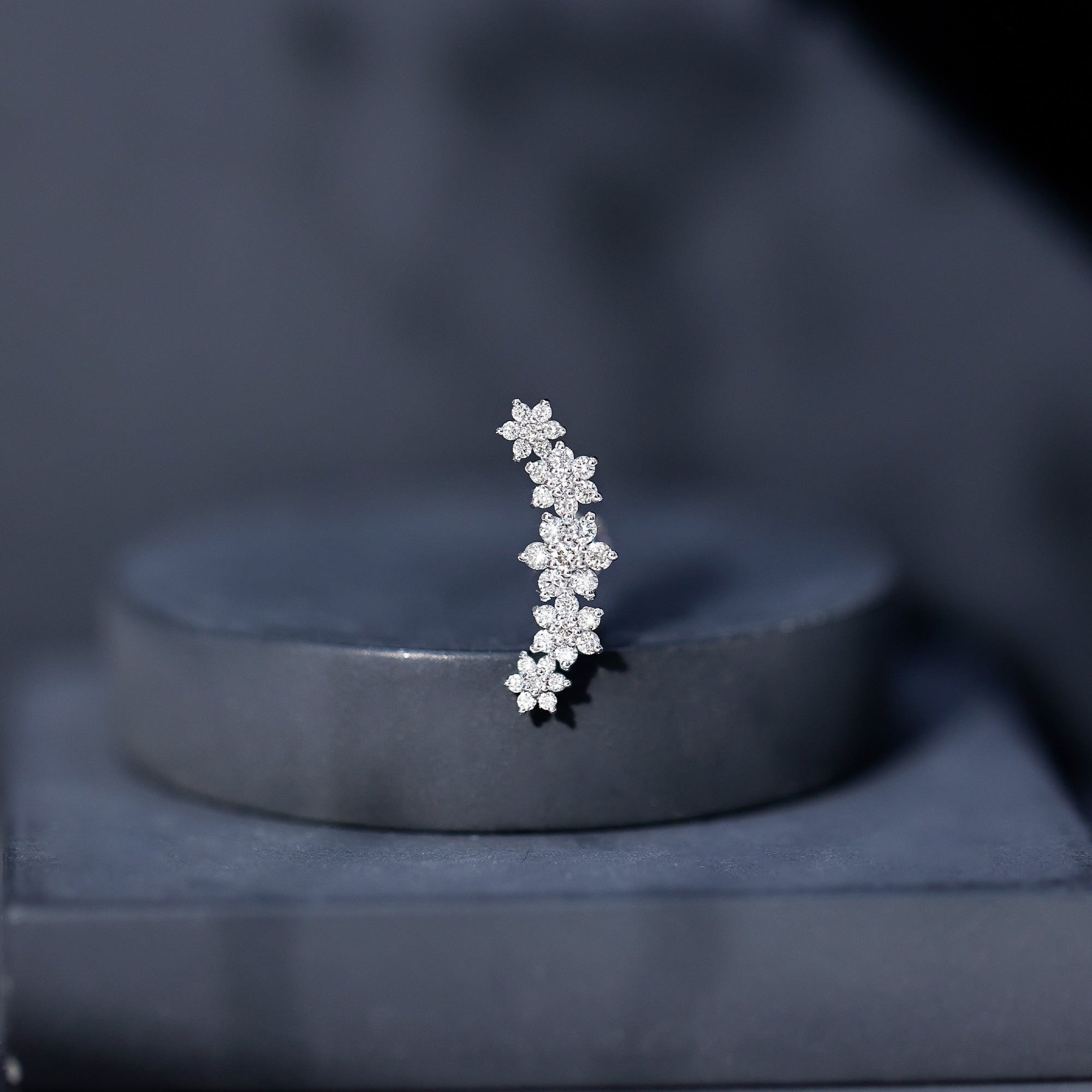 Diamond Flower Ear Crawler Earring Natural - ( HI-SI ) - Rosec Jewels